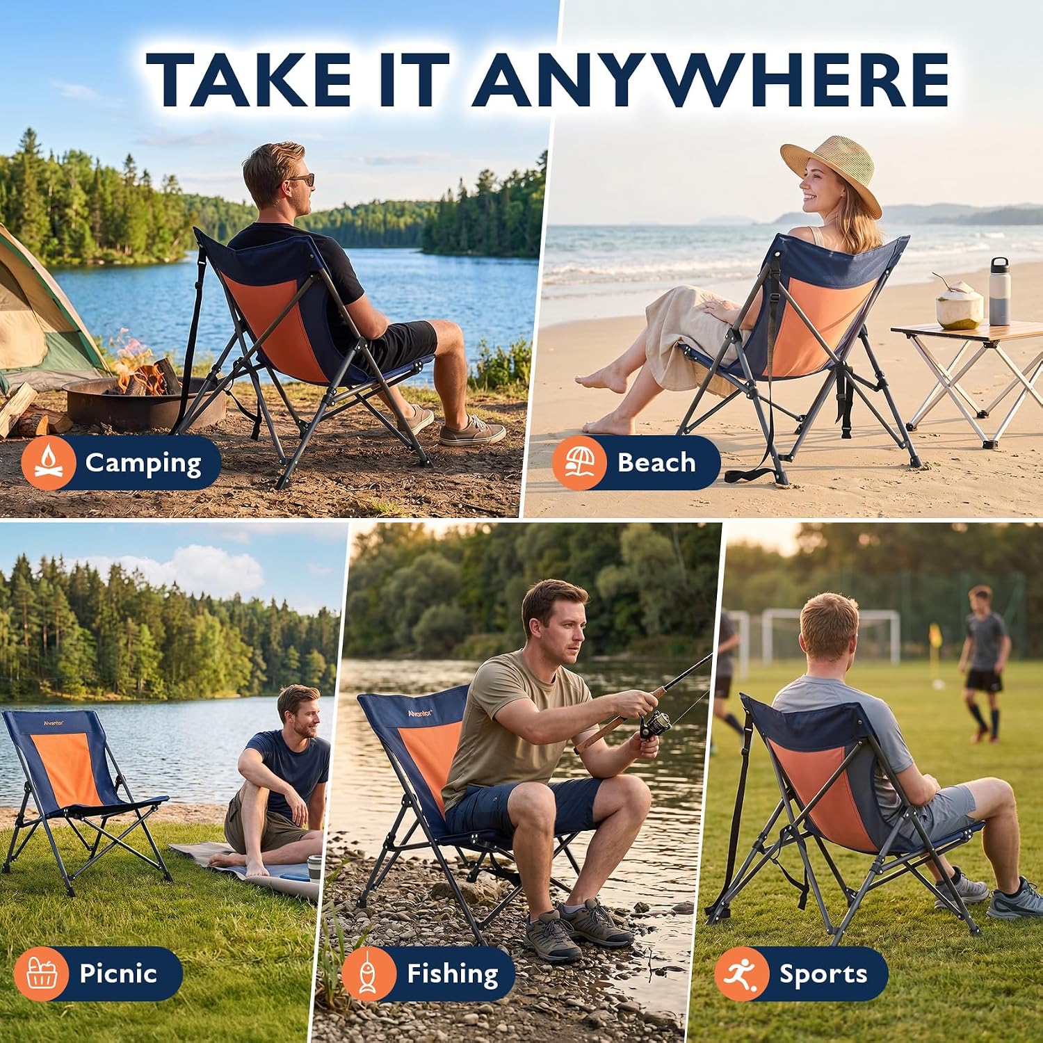 Alvantor® Camping Chair, Full Mesh Folding Beach Chair Breathable High Back Portable Lawn Chair for Outdoor, Armrest, Cup Holder, Easy Use Seat for Travel, Fishing, Pinic, Sports Event, 24"x31"x38"