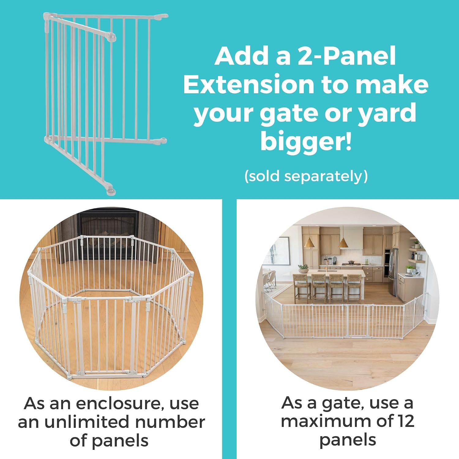Toddleroo by North States - 3 In 1 Metal Superyard Baby Play Yard: 6 Panel Playpen, Safety Gate, or Extra Wide Baby Fence - Encloses Up to 10 Square Feet - 30 Inches Tall - Taupe
