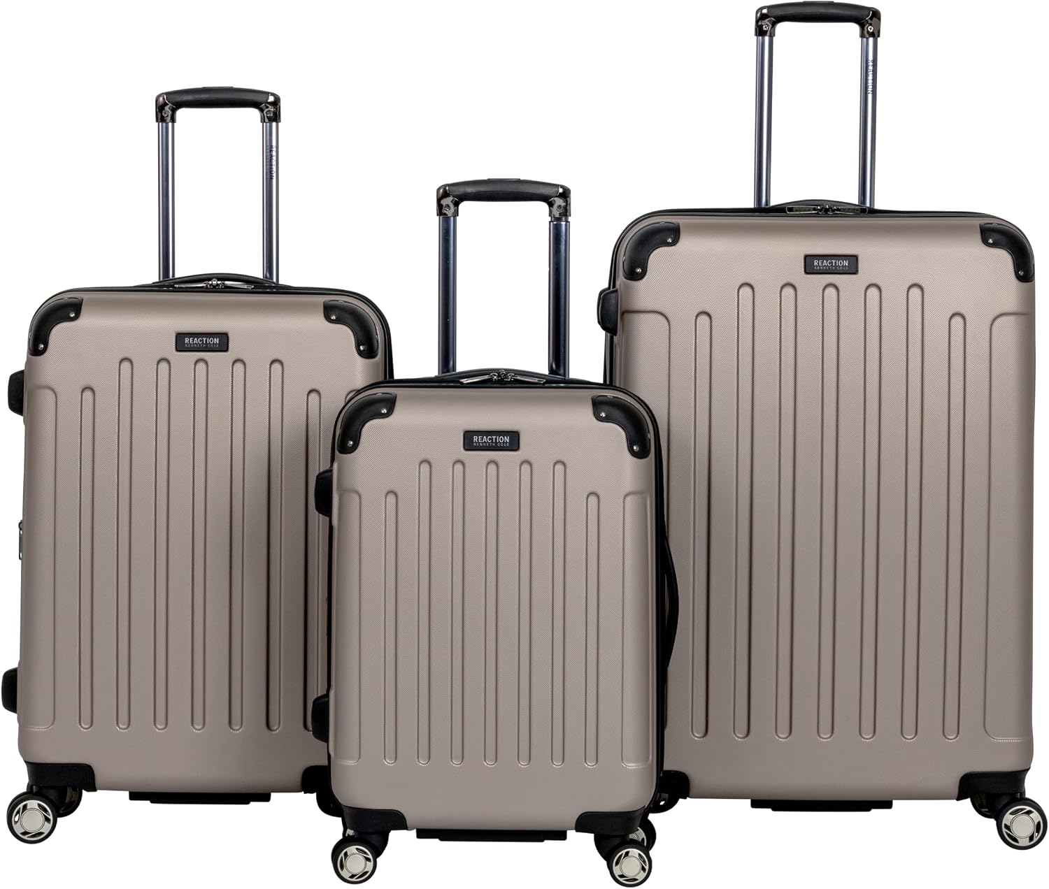Kenneth Cole REACTION Renegade Luggage Expandable 8-Wheel Spinner Lightweight Hardside Suitcase, Champagne, 20-Inch Carry On