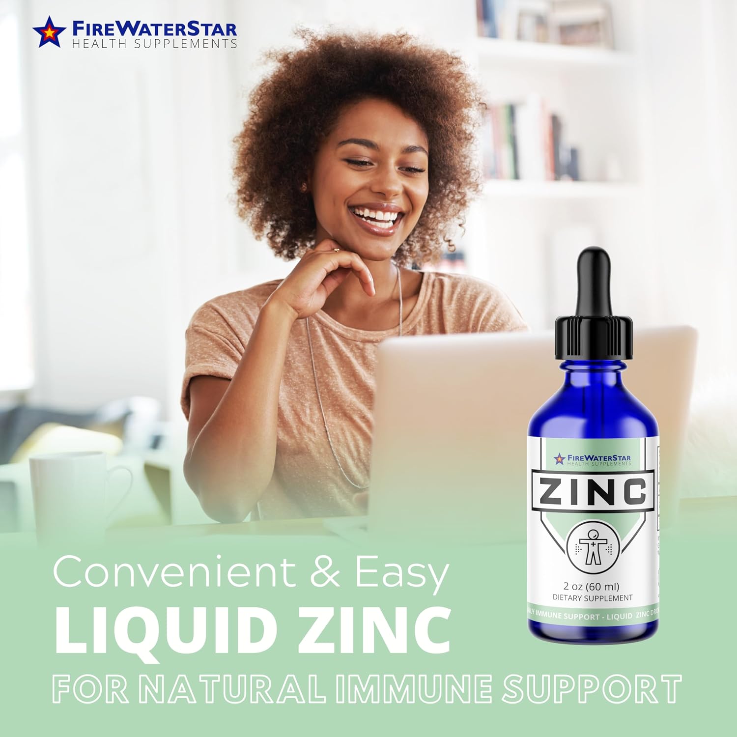 FWS Liquid Zinc Supplement for Men Women Kids, Organic Non-GMO Vegan, Ionic Zinc Sulfate Drops