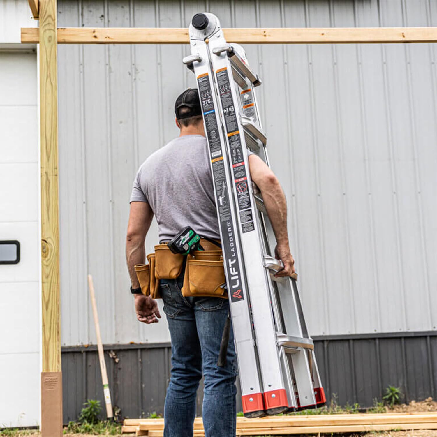 Lift Ladders 18-Ft Multi-Position Aluminum Ladder, 5-in-1, 300 lb. Capacity