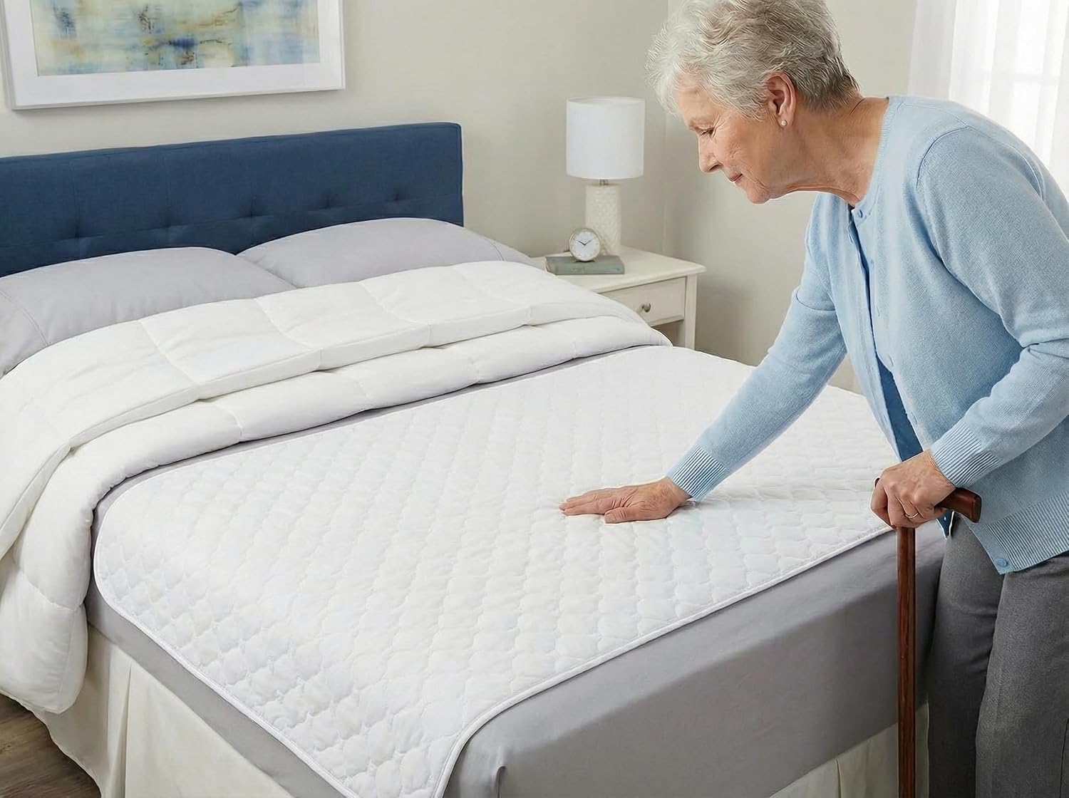 RMS Ultra Soft 4-Layer Washable and Reusable Incontinence Bed Pad, 34"x36" | Premium Quilted Bed Pad for Incontinence, waterproof reusable protector helps keep mattresses, furniture and wheelchairs dry