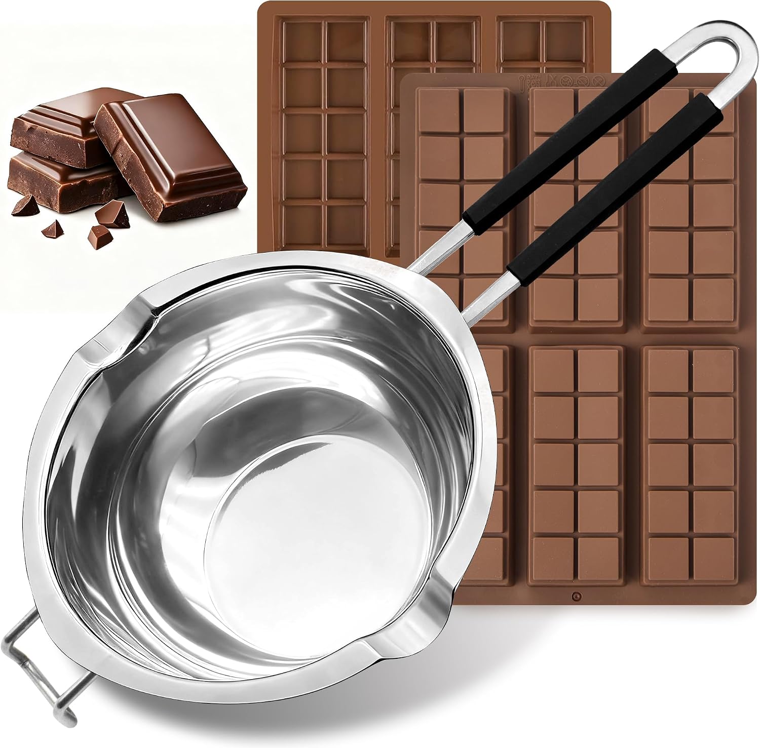 1QT Double Boiler Chocolate/Wax/Candy Melting Pot with Silicone Spatula
