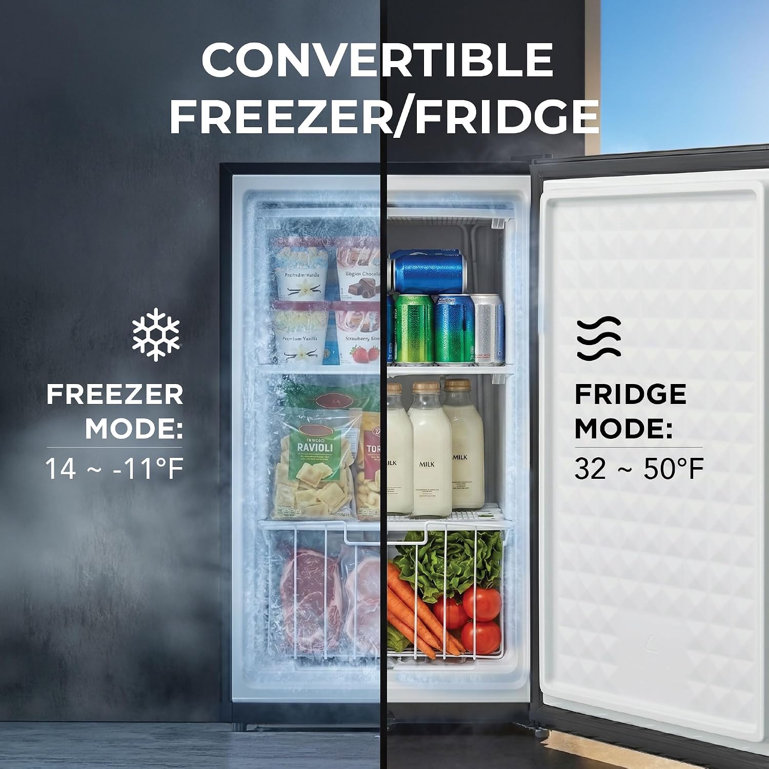 Whynter Upright Freezer 2.1 Cu Ft Lock, Mini Freezer, Stainless CUF-210SS | Adjustable Thermostat and Security Lock, Energy Star Rated, Reversible Door, Adds Compact Frozen Storage at Home