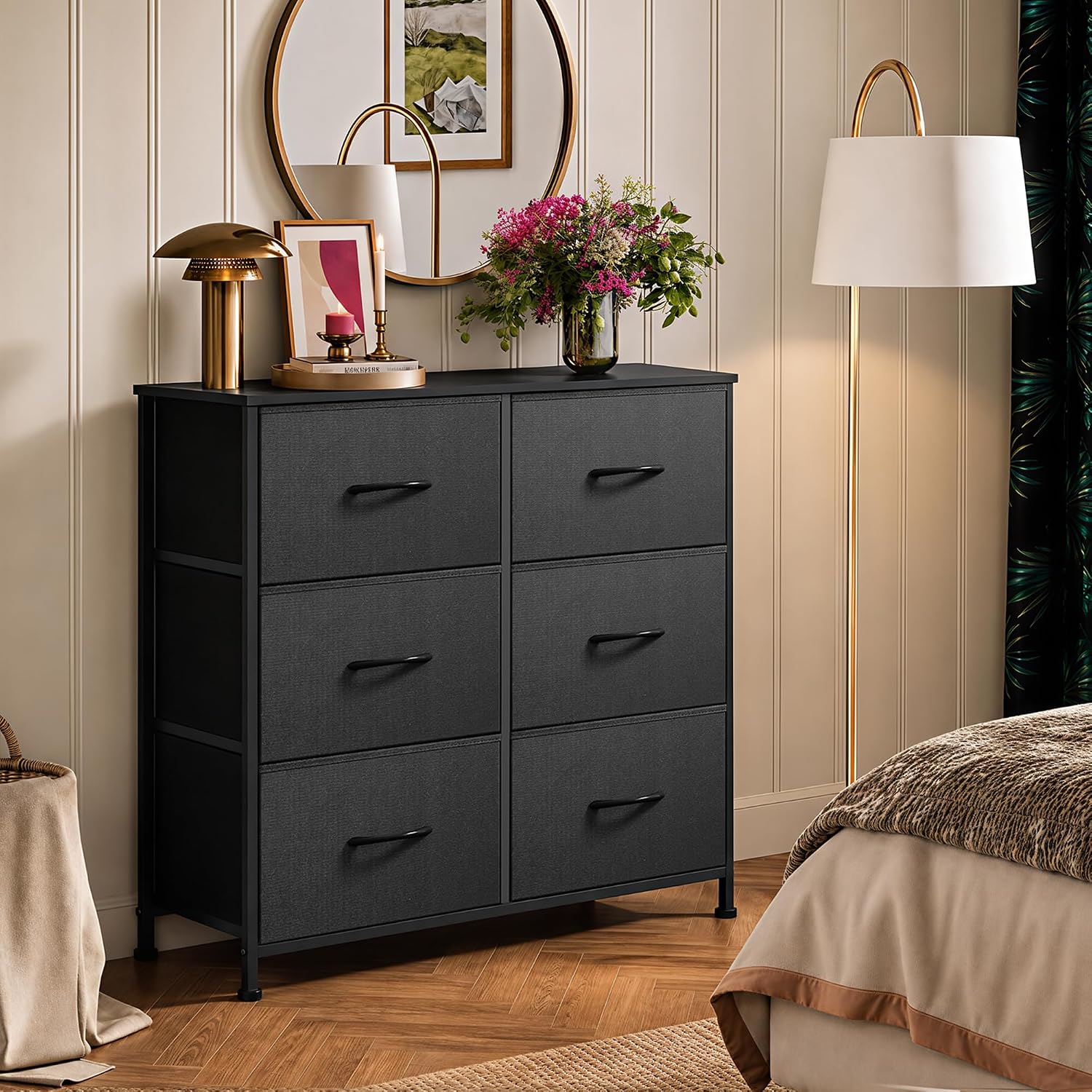 WLIVE Dresser for Bedroom with 6 Drawers, Light Grey