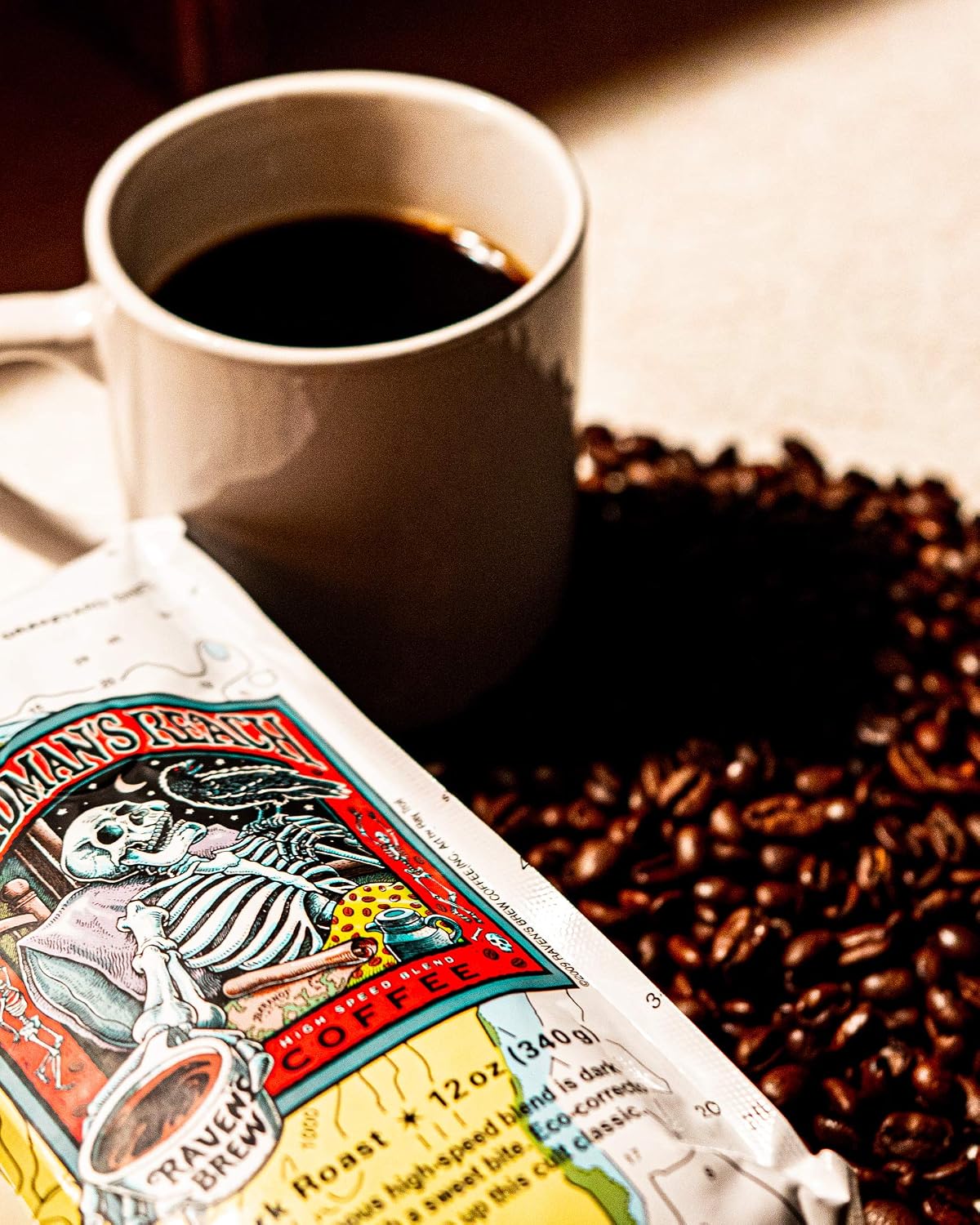Raven's Brew Coffee Three Peckered Billy Goat, 12 Ounce - Dark Roast - Full Body with a Long Sweet Finish (Organic Ground, 12 oz)