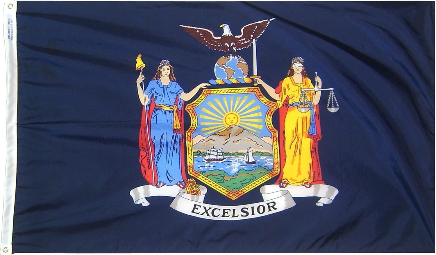 Annin Flagmakers New York State Flag USA-Made to Official State Design Specifications, 3 x 5 Feet (Model 143860) | USA-Made to Official State Design Specifications
