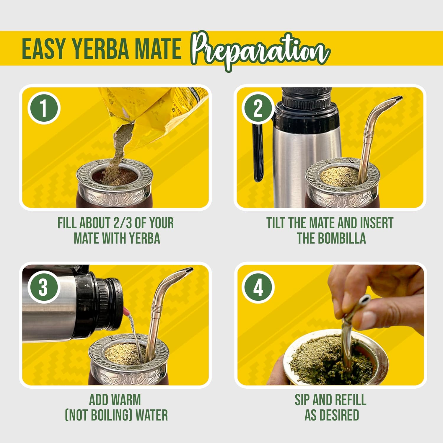 Canarias Yerba Mate Traditional Ground Leaf Tea 500Gr 1.1Lbs | Fine Cut No Stems Rich and full-bodied mate made for gourd and bombilla preparation