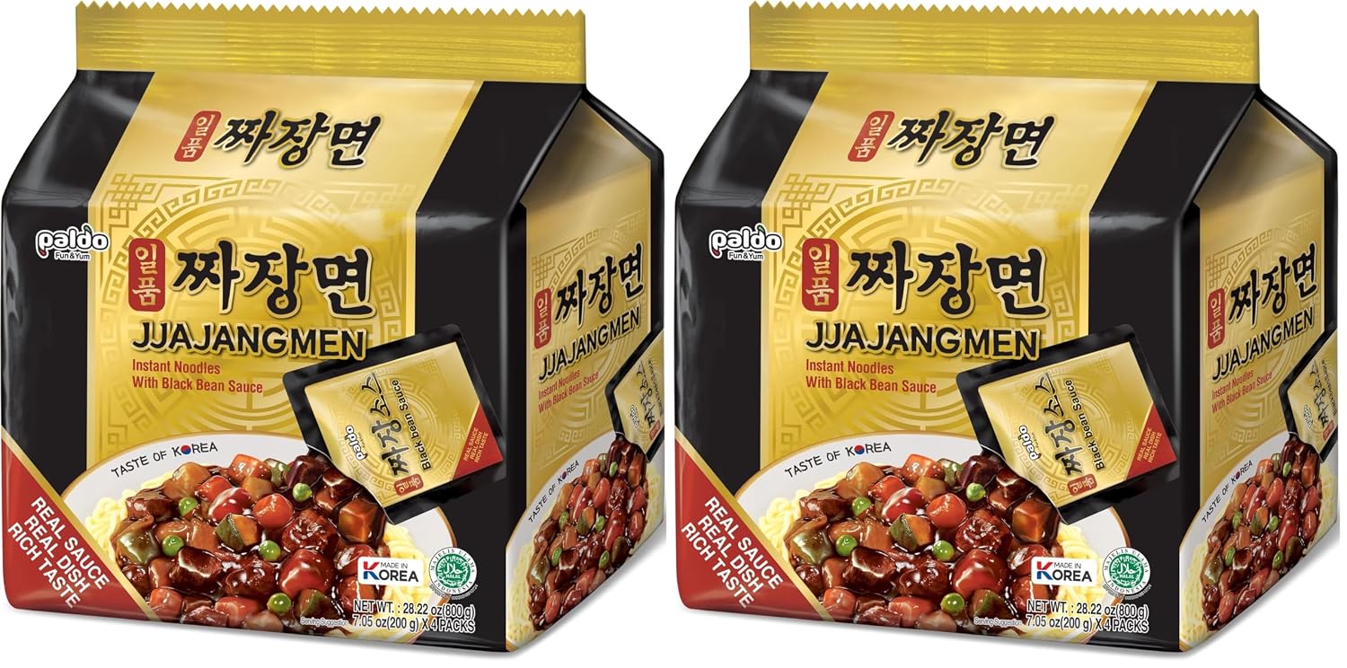 Paldo Fun & Yum Ilpoom Jjajangmen Chajang Noodle Traditional Brothless Chajang Ramen 7.05oz (Pack of 4)