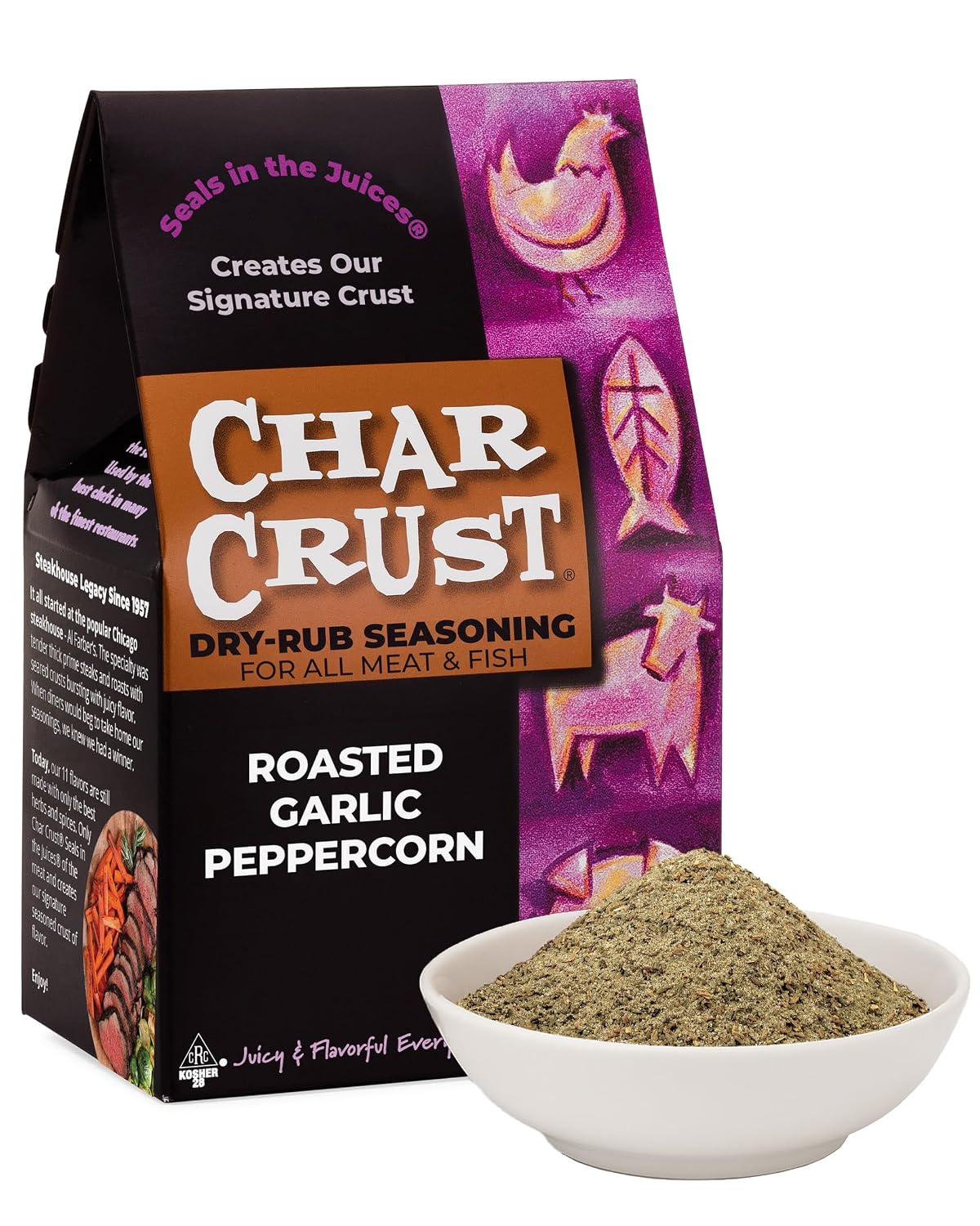 Char Crust Dry-Rub Seasonings Original Hickory Grilled | All-in-one seasonings | Perfect for Steaks, Burgers, Ribs, Tuna | Signature Crust that Seals in the Juices, 4 Ounce (Pack of 6)