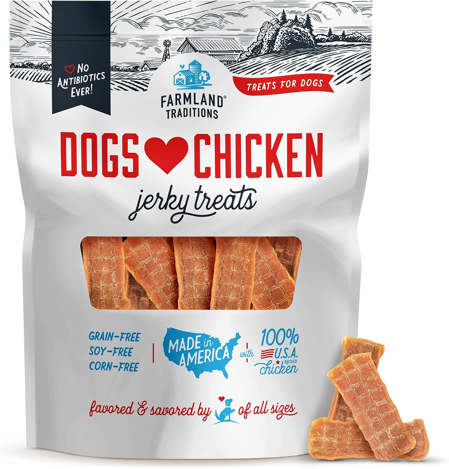 Farmland Traditions Filler Free Dogs Love Chicken Premium Jerky Treats for Dogs, 3 lb. Bag