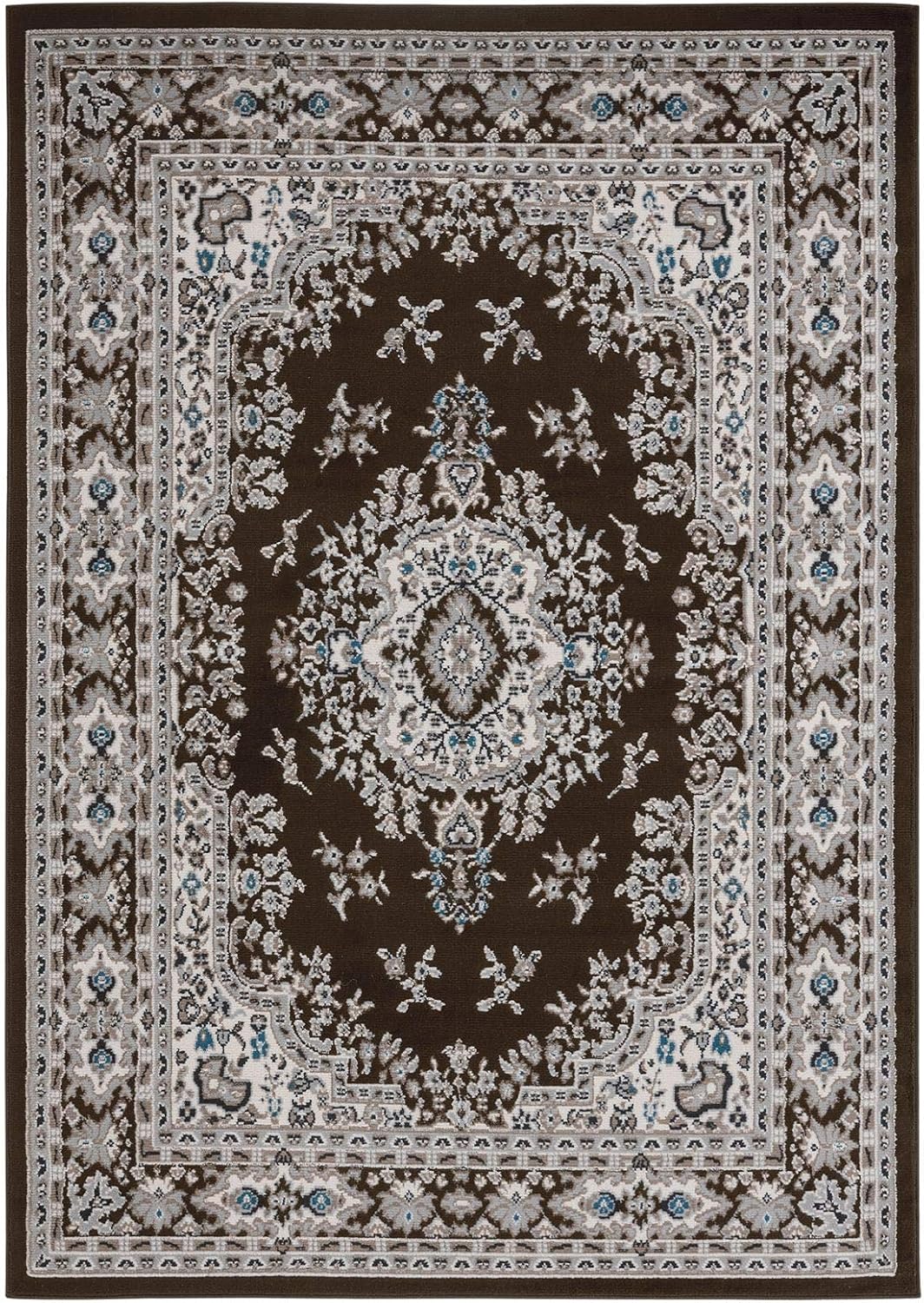 Home Dynamix Premium Sakarya Traditional Medallion Border Area Rug, Ivory/Brown, 7'9"x10'8" Rectangle