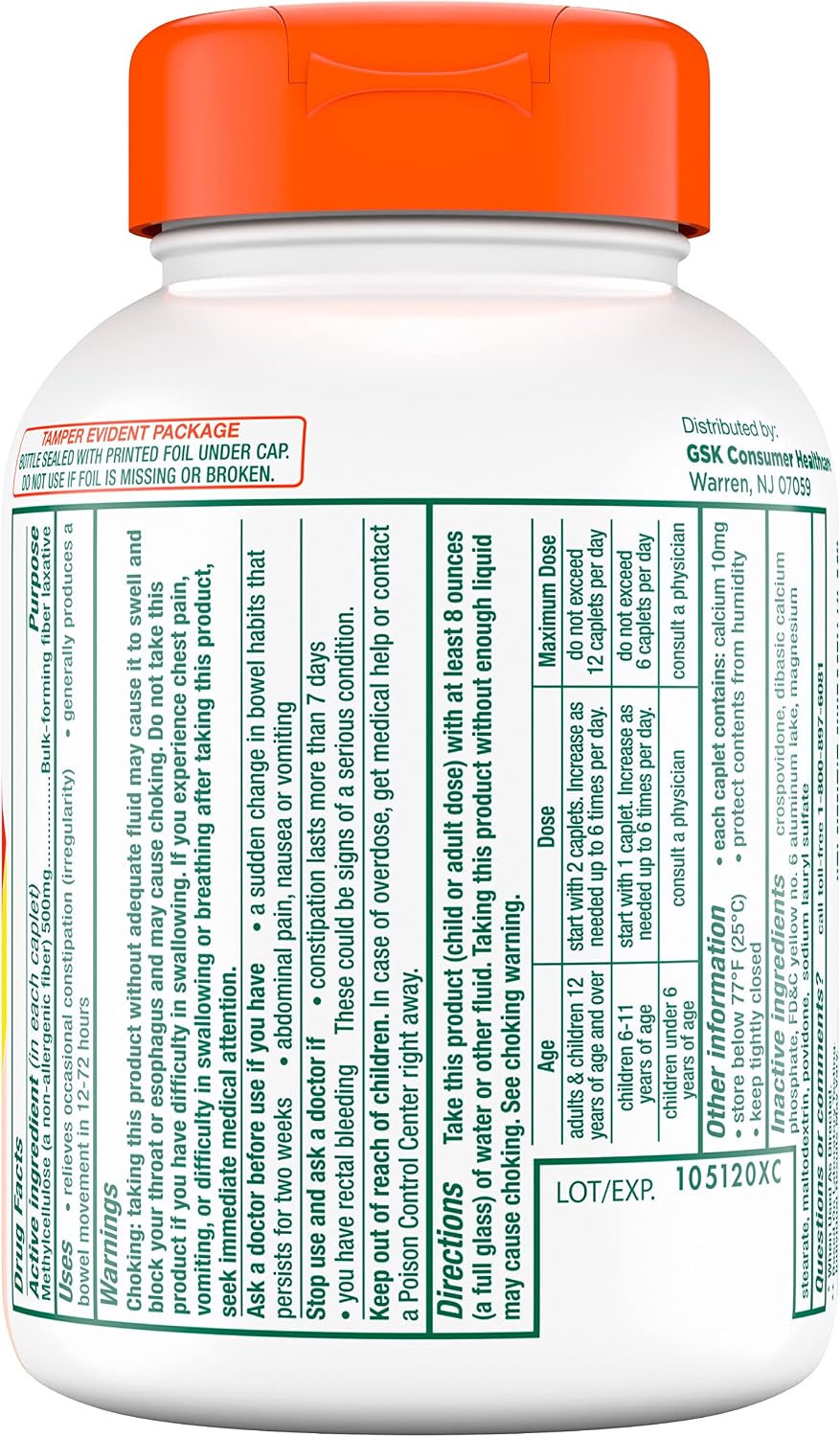 Citrucel Powder Fiber Therapy for Occasional Constipation Relief, 16.9 oz | Sugar Free, Methylcellulose Fiber Therapy for Irregularity That Won't Cause Gas, Orange Flavor