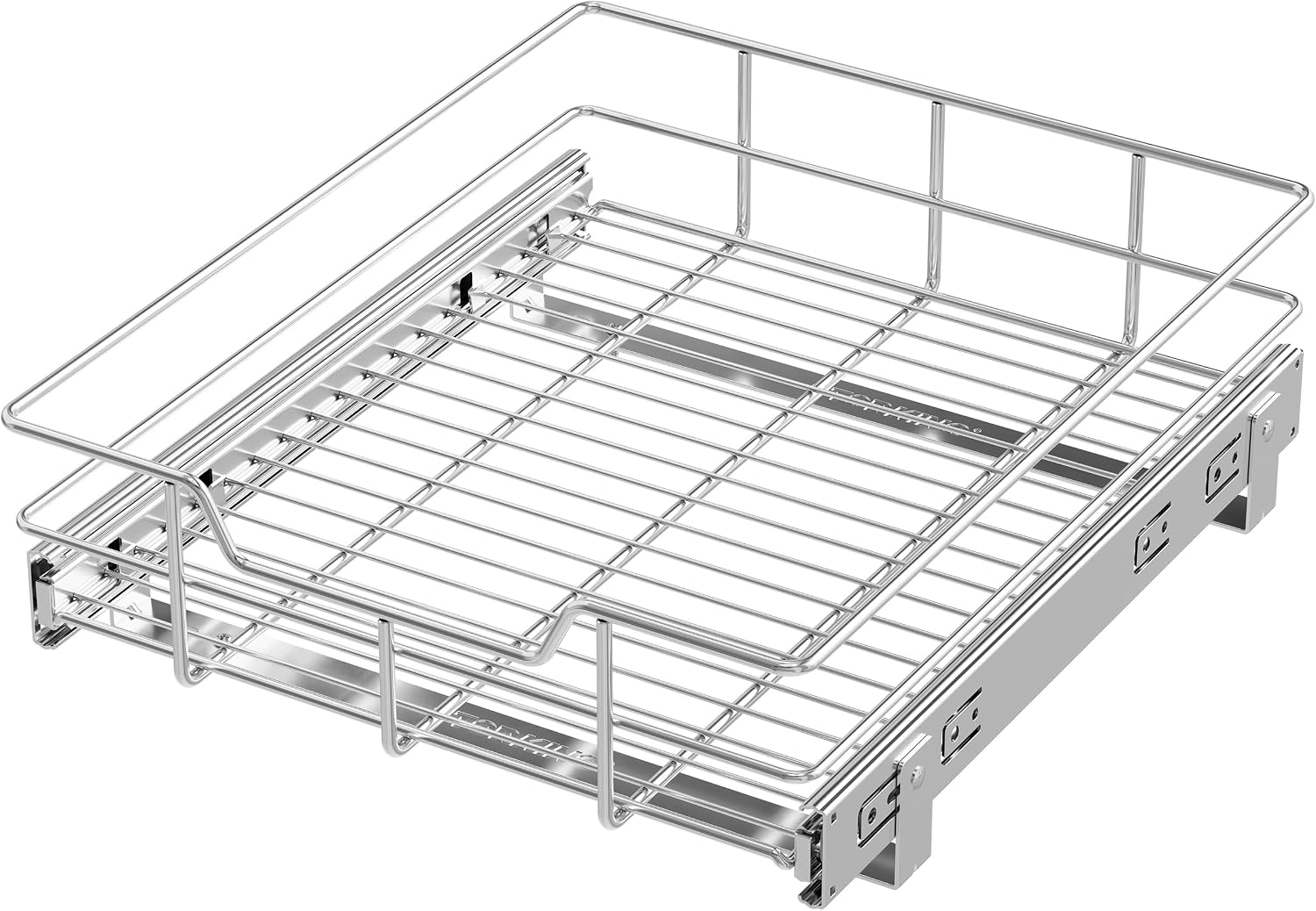 2 Tier Pull Out Cabinet Organizer 11" W X 22" D, Chromed, Full Slide Out