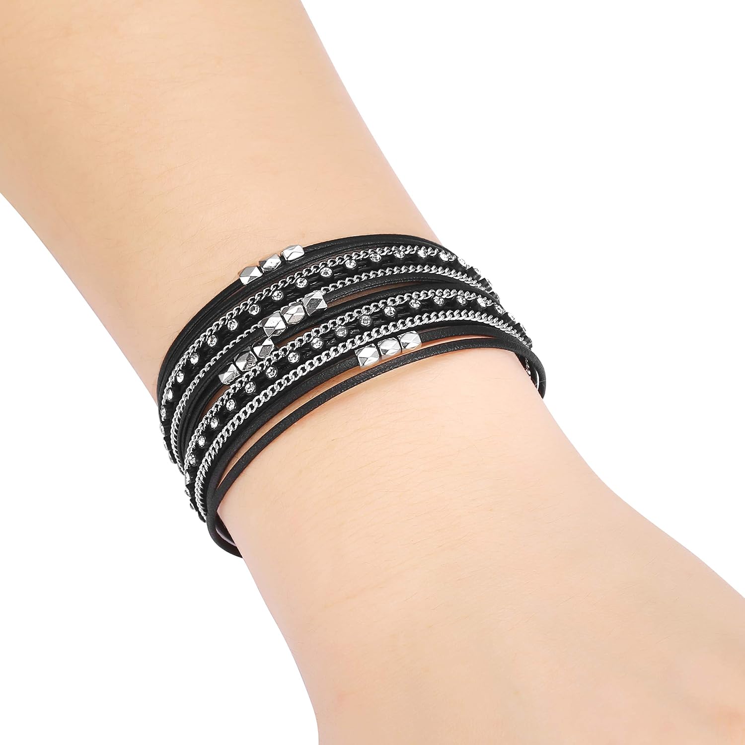 Fesciory Leather Wrap Bracelets for Women, Boho Western Layered Jewelry