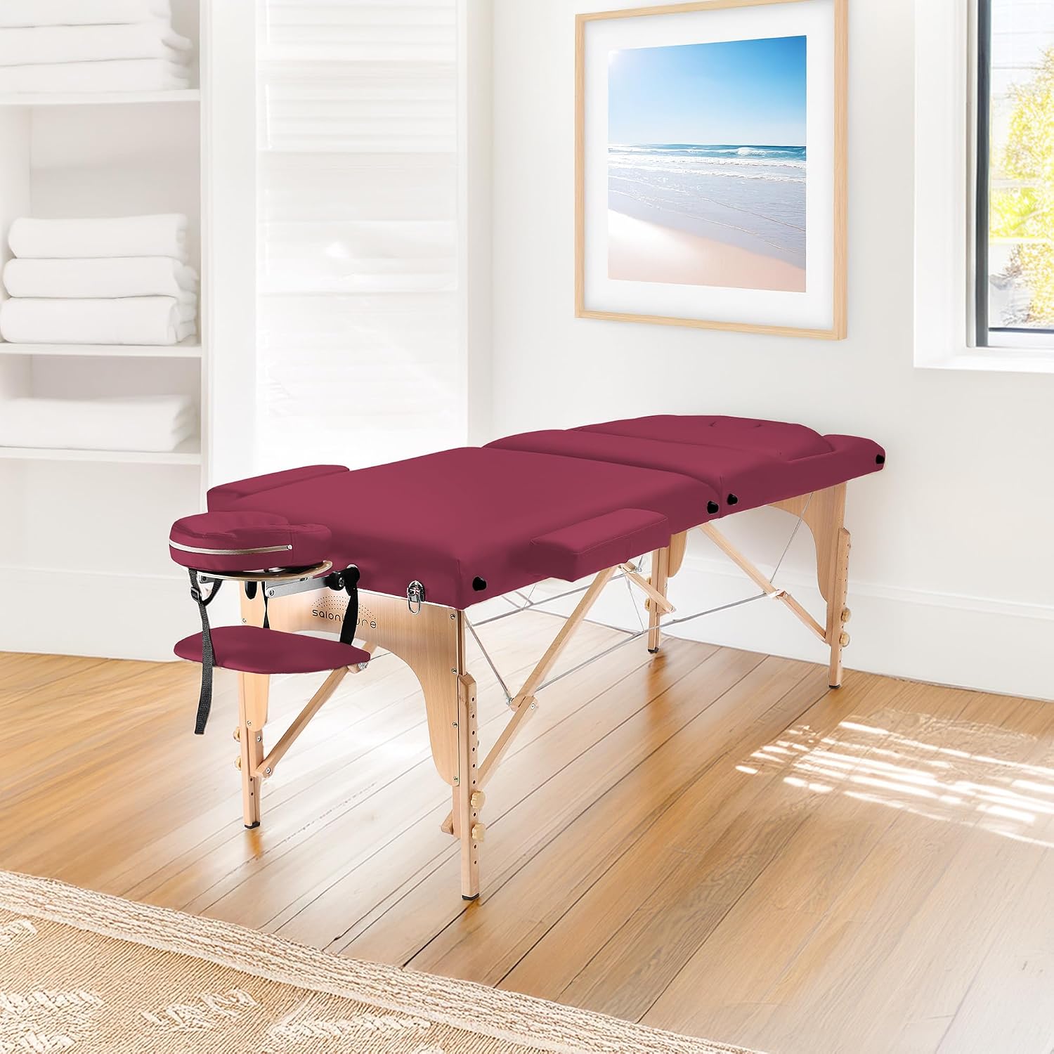 Saloniture Professional Portable Massage Table with Backrest - Black