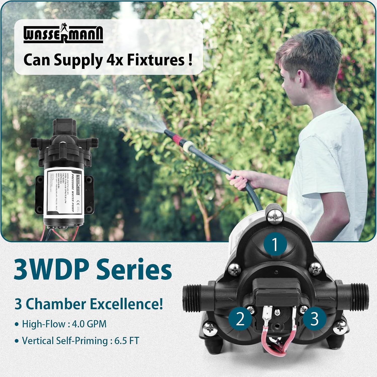RV Water Pumps 115V AC Pressure Pump with Pressure Switch, Self-priming Water Pump 4.0GPM 45PSI, Fresh Water Pump for RV, Kitchen Barthroom Camping Marine Yacht Garden Diaphragm Pump115volt