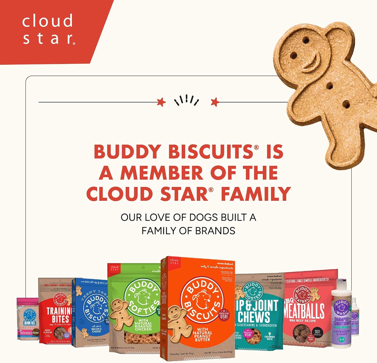 Buddy Biscuits Grain Free Dog Treats, Baked in USA, Large Size Treat with Natural Peanut Butter 14 oz.