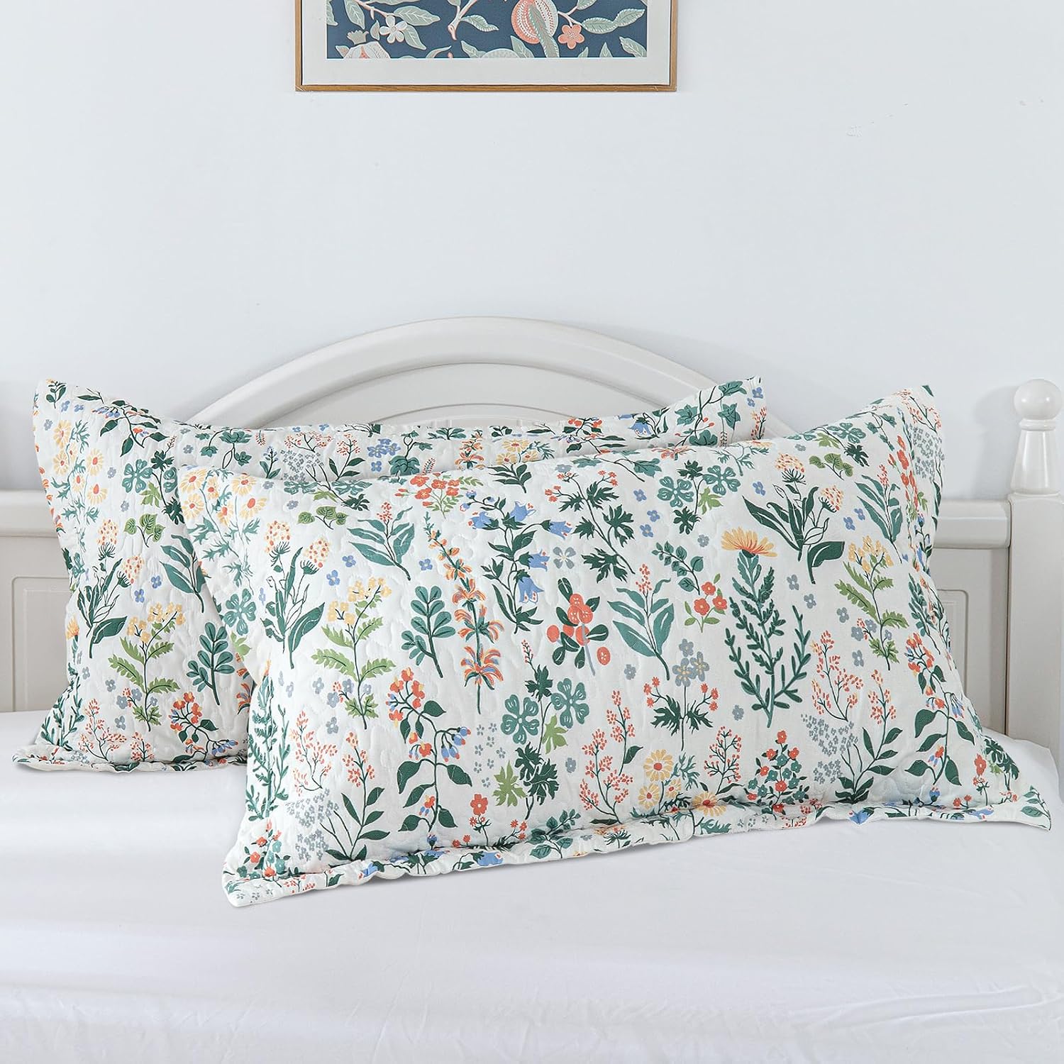 Travan Queen Quilt Set 3-Piece Bedspread Quilted Oversized Lightweight Microfiber Coverlet Set with Shams Violet Purple Floral Pattern Quilted