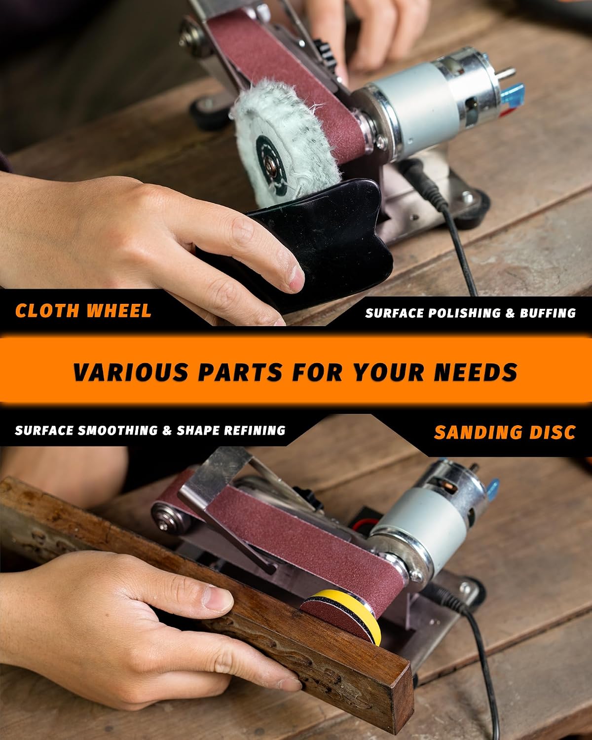 Mini Belt Sander, Electric Small Sander Knife Sharpener, 5"x6.8"x5.5" | Compact Design, Multi-Purpose, Electric Powered, Knife Sharpening, Portable Sander