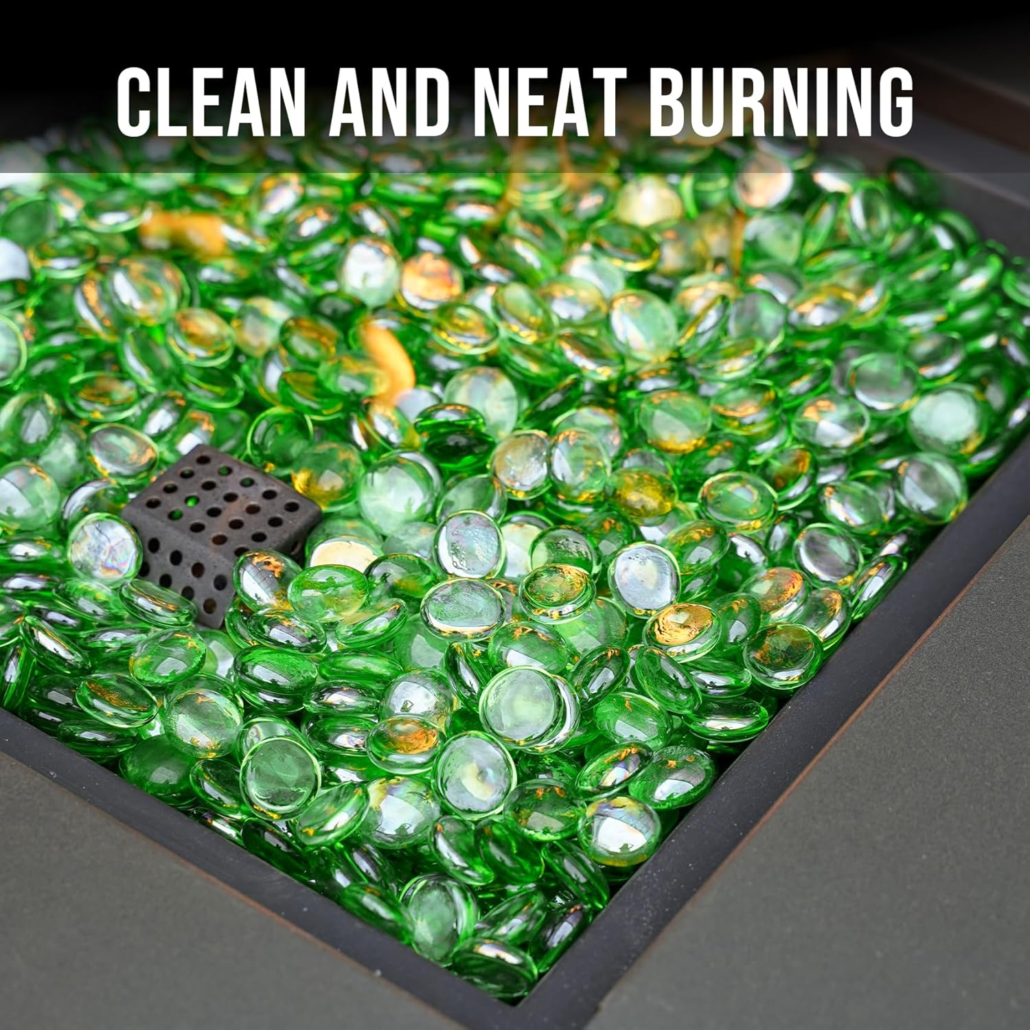Skyflame 10-Pound Fire Glass Beads for Fire Pit Fireplace, Onyx Black