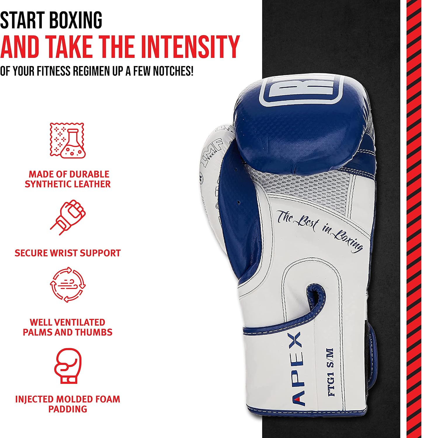 Ringside Apex Bag Gloves, IMF-Tech Boxing Gloves with Secure Wrist Support, Synthetic Boxing Gloves for Men and Women