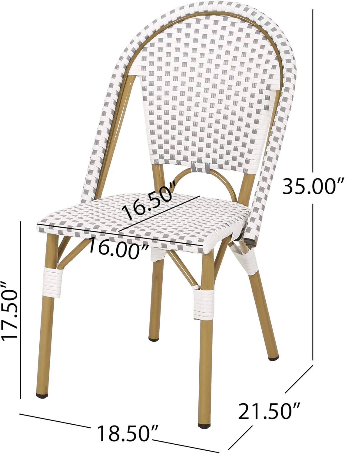 Christopher Knight Home Philomena Outdoor French Bistro Chair (Set of 4), Black + White + Bamboo Print Finish