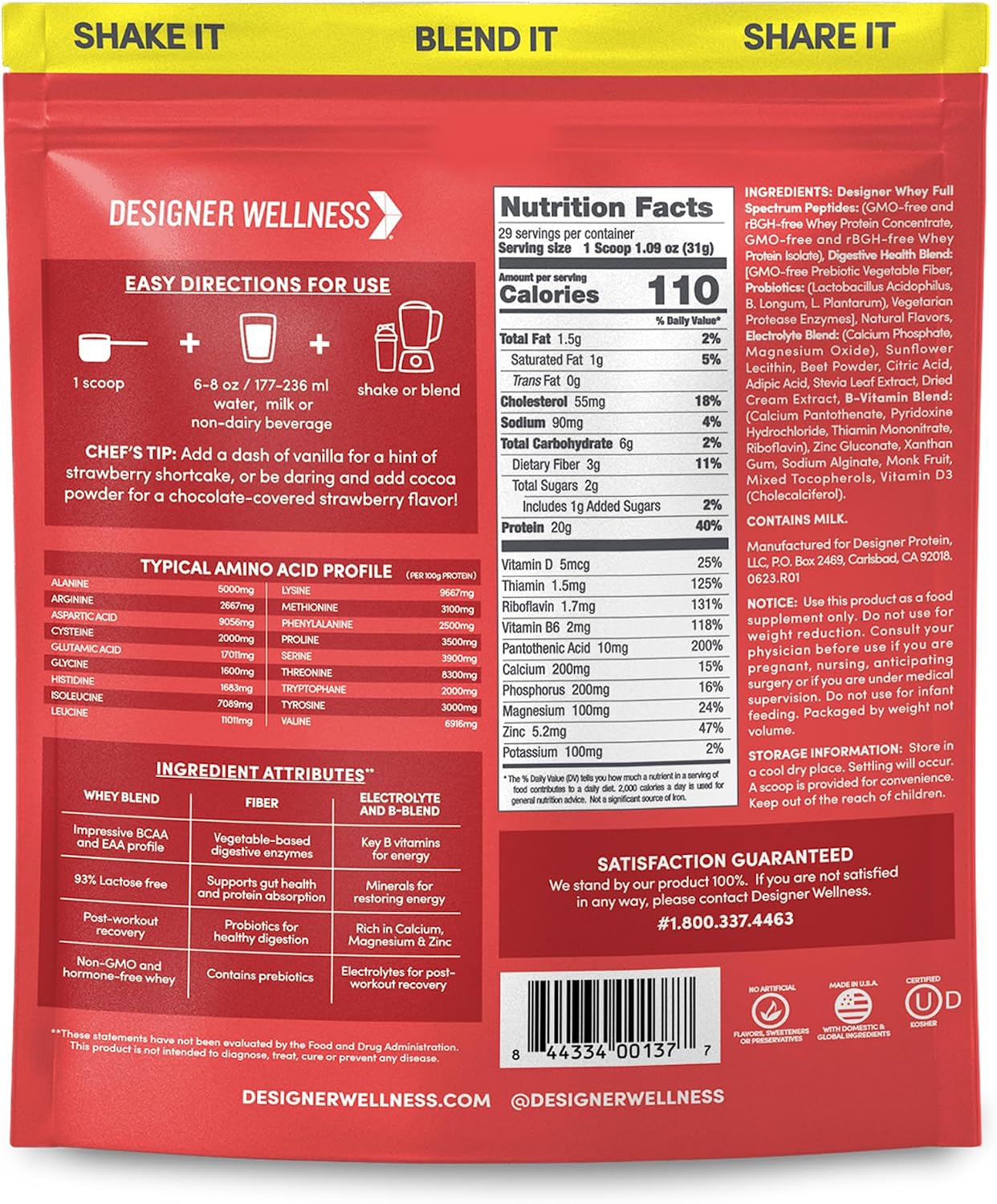 Designer Wellness, Vanilla, Designer Whey Protein Powder, 2 lb