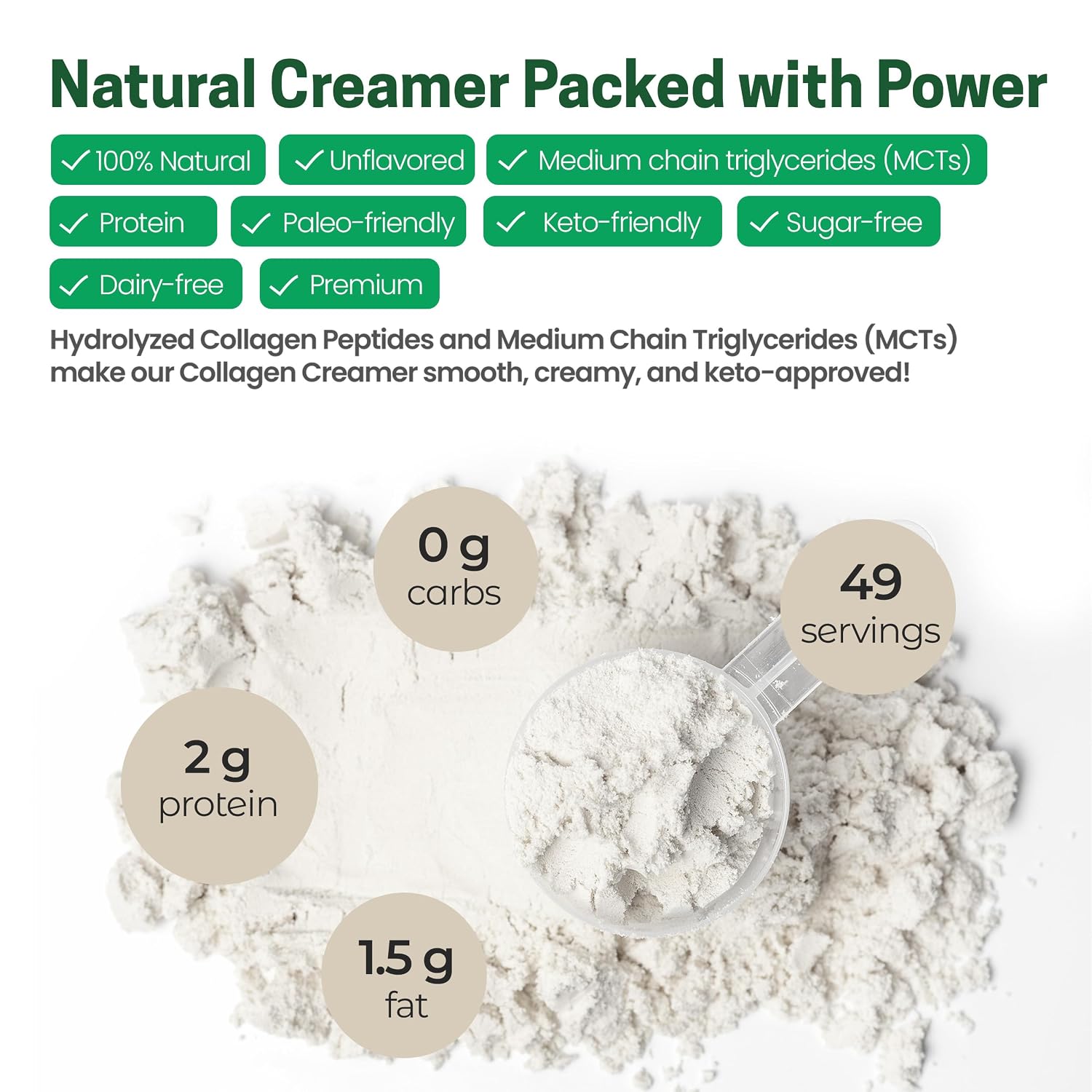 Z Natural Foods Collagen MCT Oil Creamer Powder- Vanilla, 16 oz (Pack of 1)