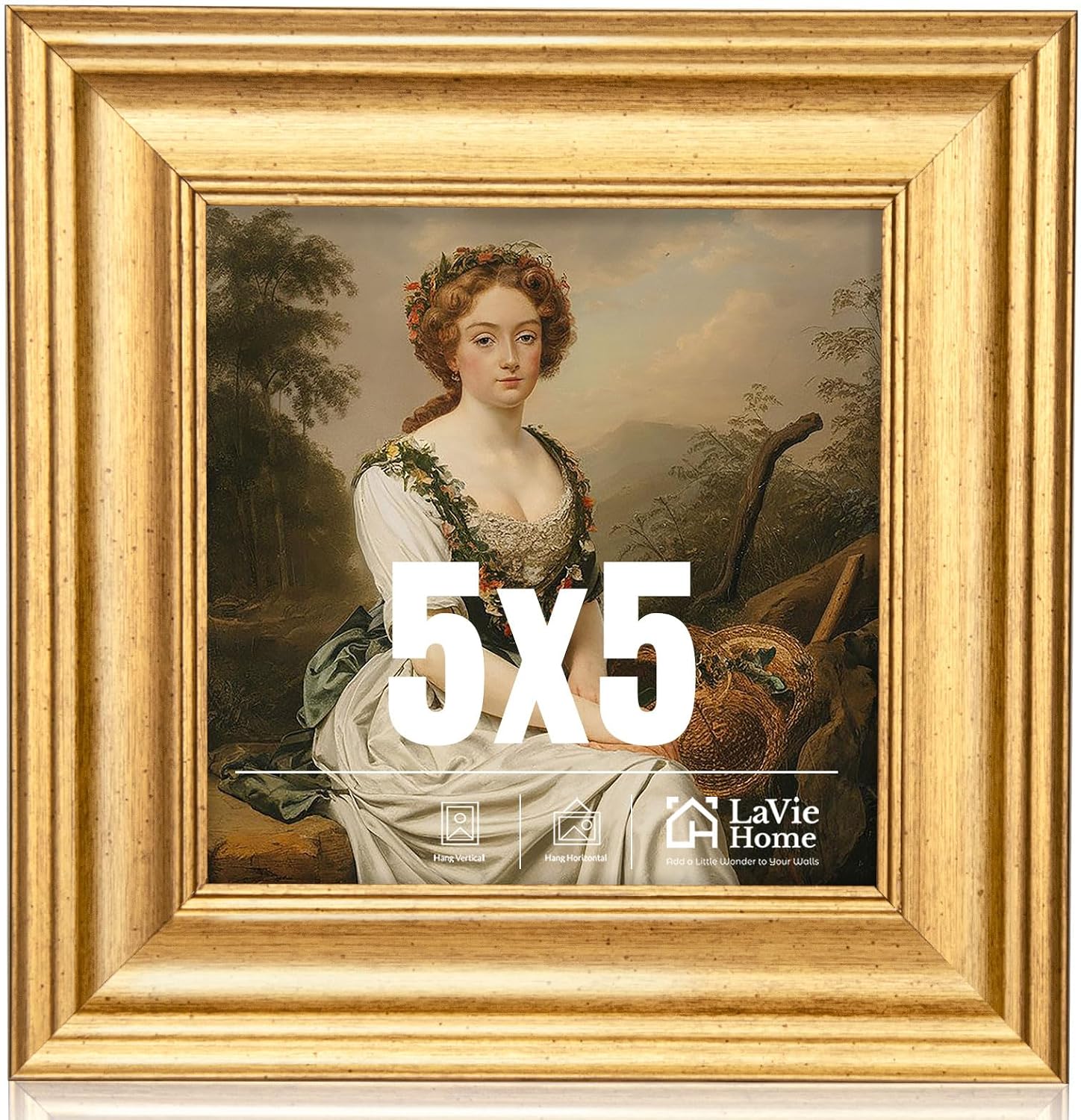 LaVie Home 8x8 Picture Frames (1 Pack, Gold) Square Photo Frame Set with High Definition Glass for Wall Mount & Table Top Display