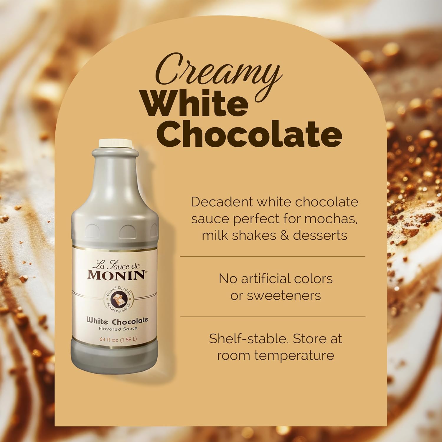 Monin - Sugar Free Dark Chocolate Sauce, Velvety and Rich, Great for Desserts, Coffee, and Snacks, Gluten-Free (64 Ounce)