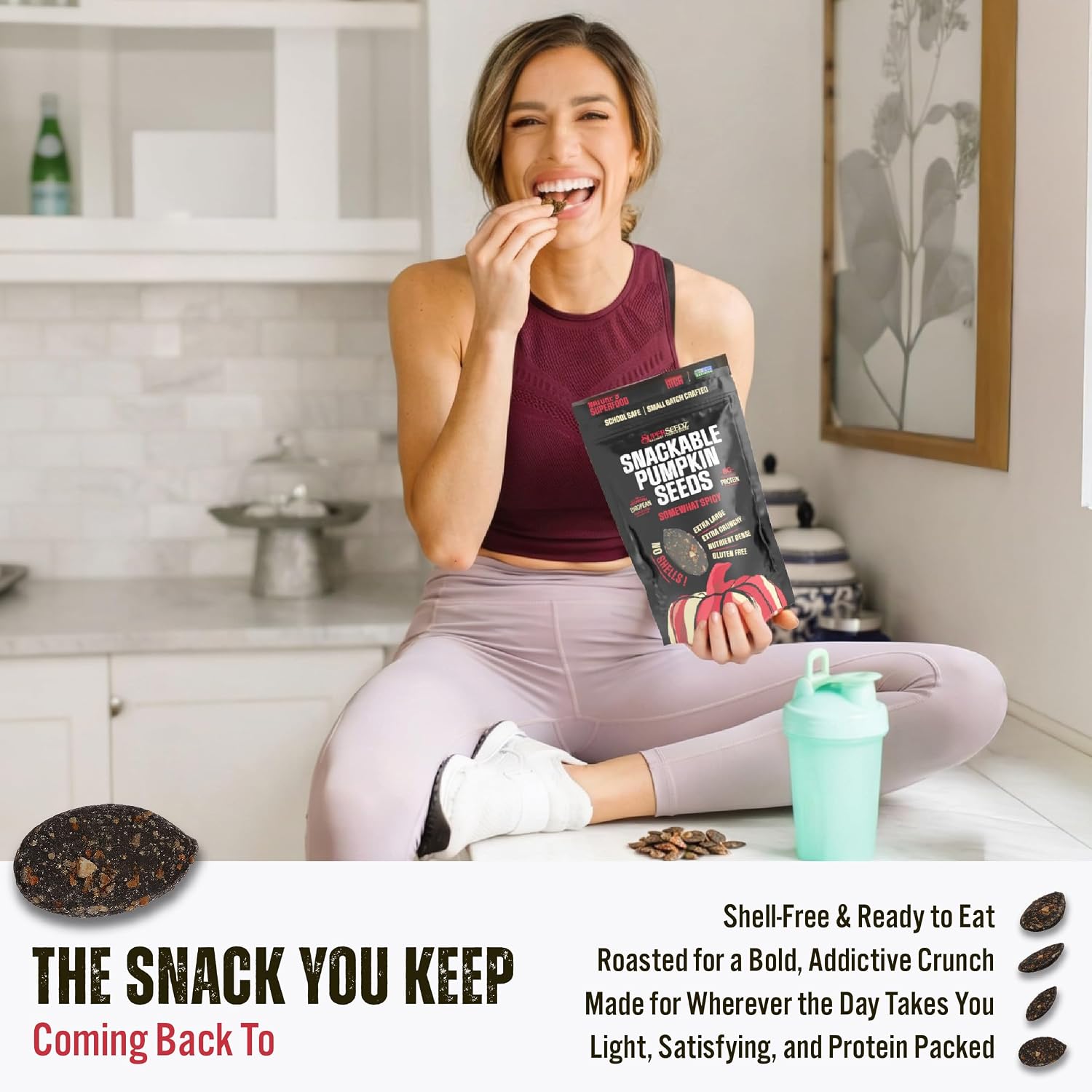 SuperSeedz Dry Roasted Pumpkin Seeds with Sea Salt w/8g Protein (5oz Bag) | Nn-GMO, Gluten-Free, Keto Snacks – Nut-Free & School Friendly Organic Pumpkin Seeds – Large European No Shell Pepitas