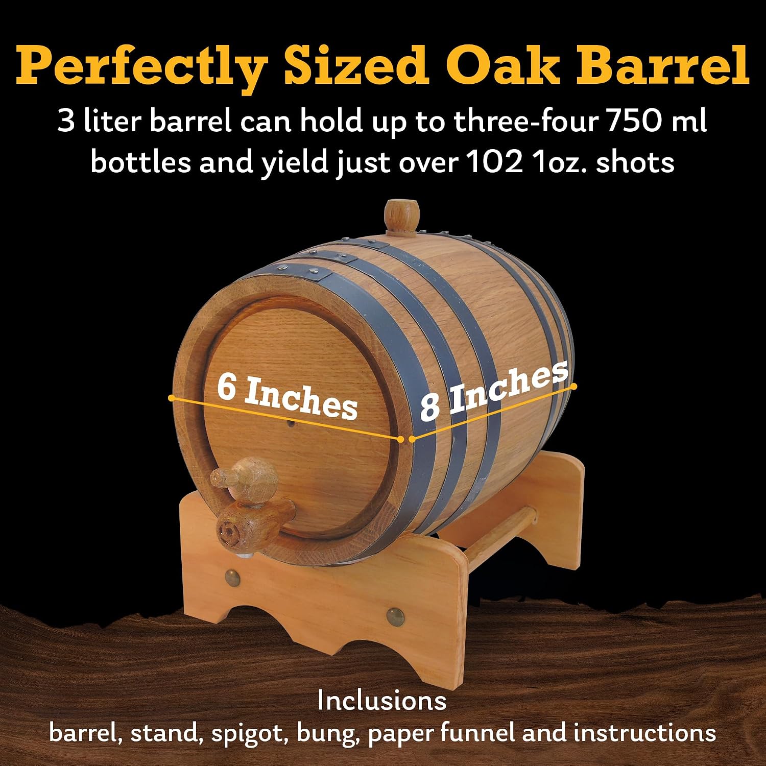 3L Charred Oak Aging Barrel for Whiskey, Rum & Wine