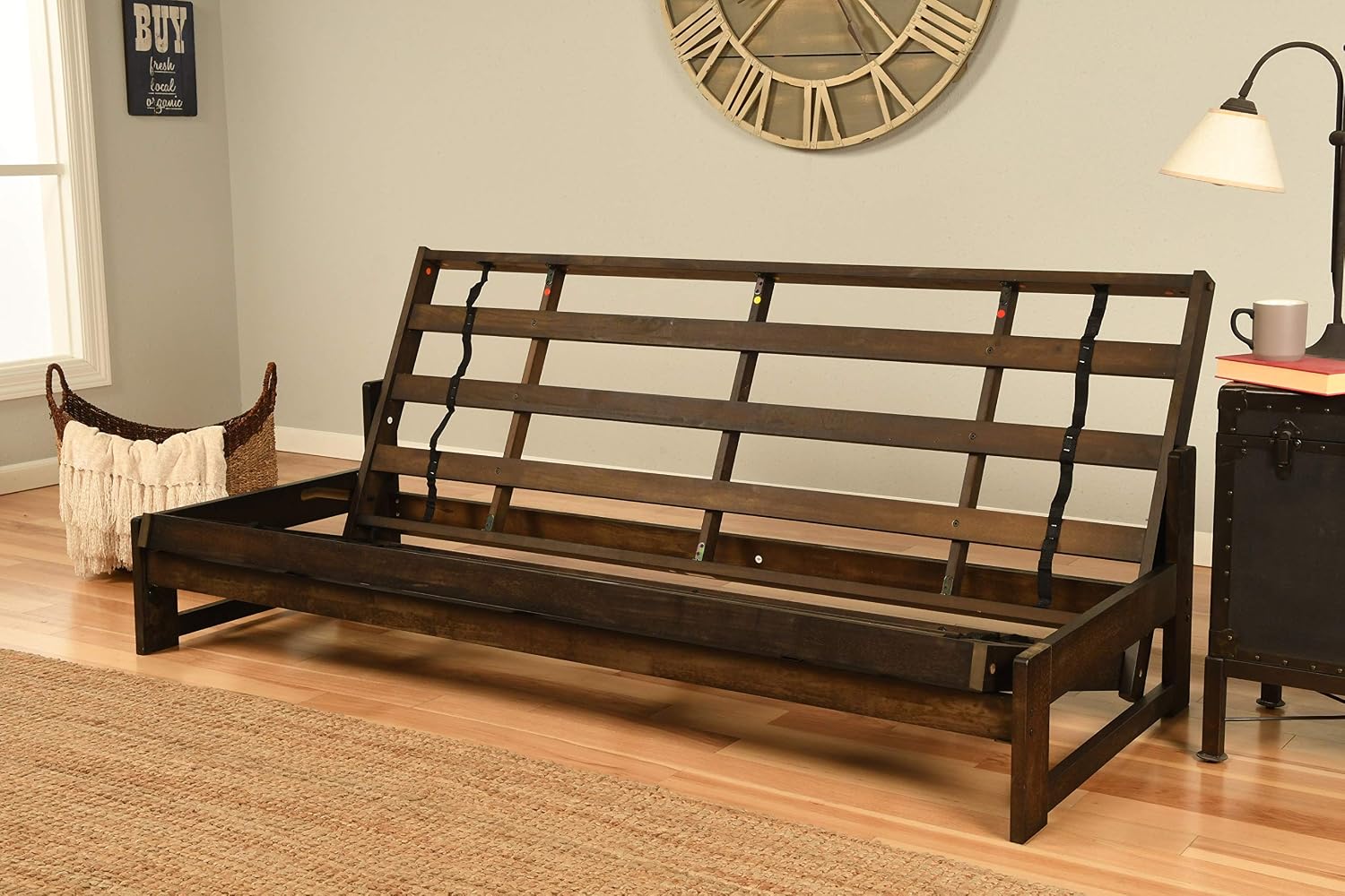Kodiak Furniture Aspen Futon Set with Reclaim Mocha Finish, Suede Black