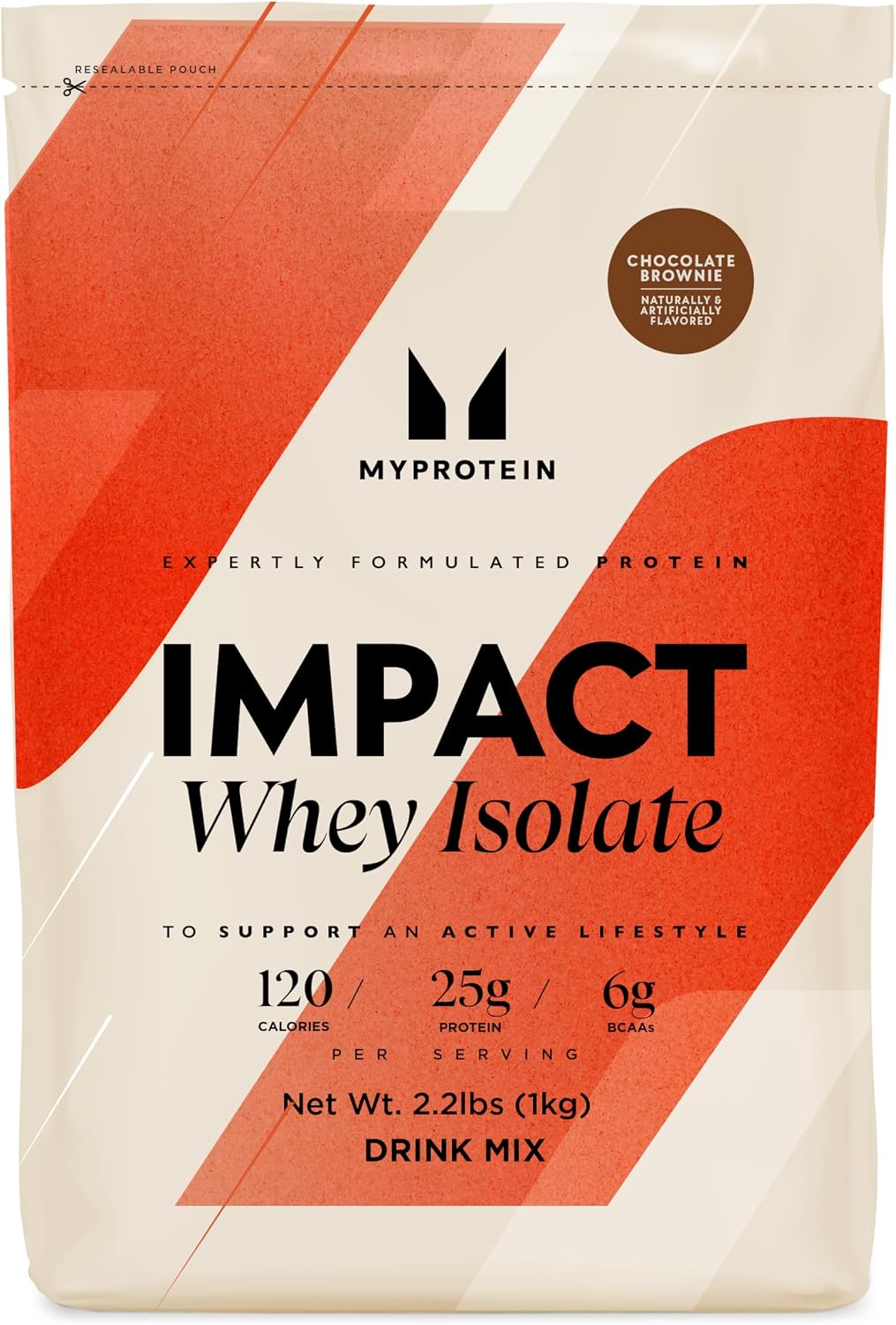 Myprotein Impact Whey Protein Isolate, 2.2 Lbs (30 Servings) Chocolate Brownie, 25g Protein & 6g BCAA Per Serving, Gluten-Free Shake for Muscle Strength & Recovery