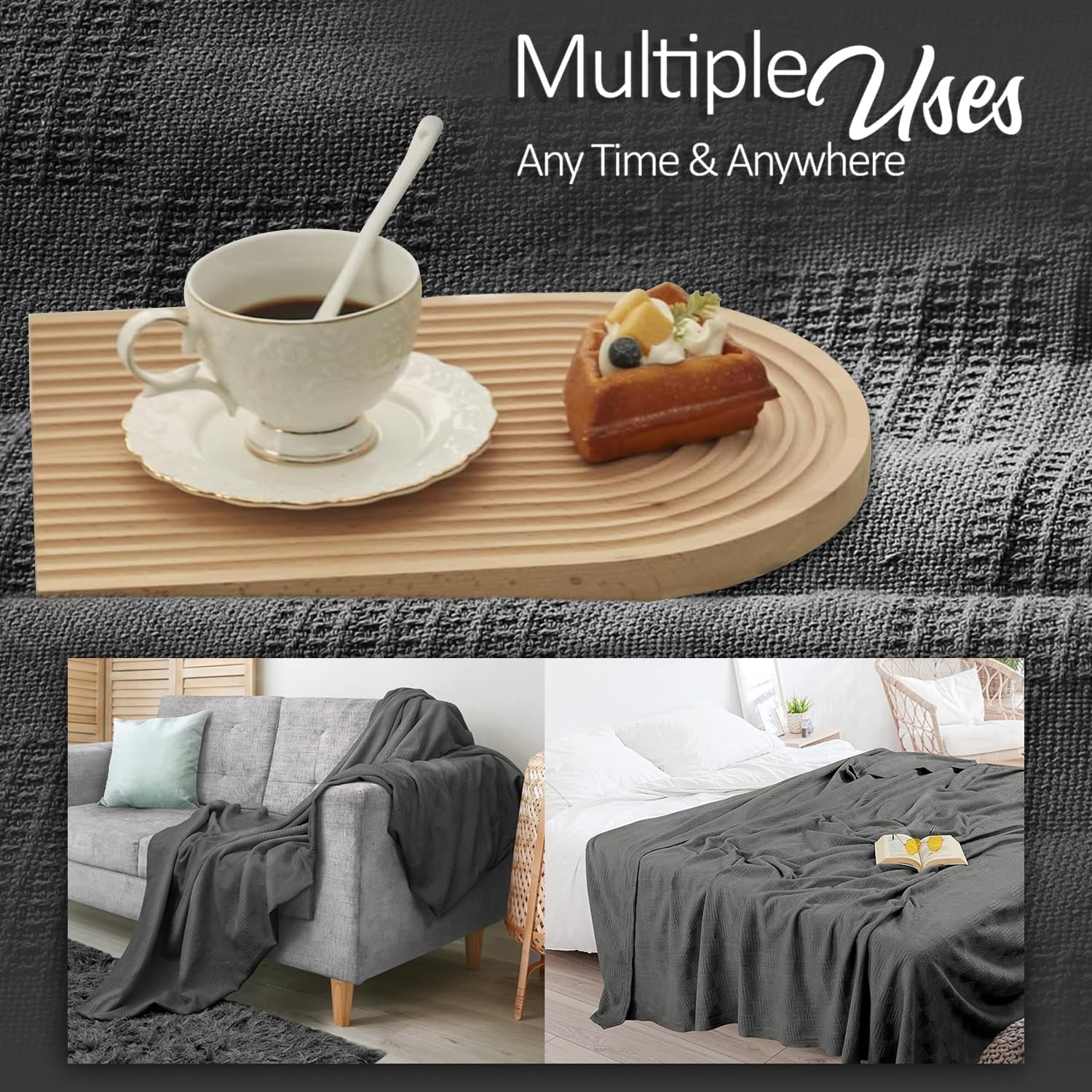 Oakias 100% Cotton Blanket Queen Size, White 90 x 90 Inches – 350 GSM Soft