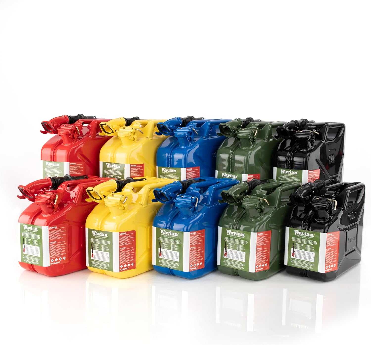Wavian USA Authentic NATO Jerry Can and Spout System - Rust-Proof, EPA & CARB Compliant, 10 Litre, Yellow, Wavian 2.65 Gallon Gas Cans for Diesel