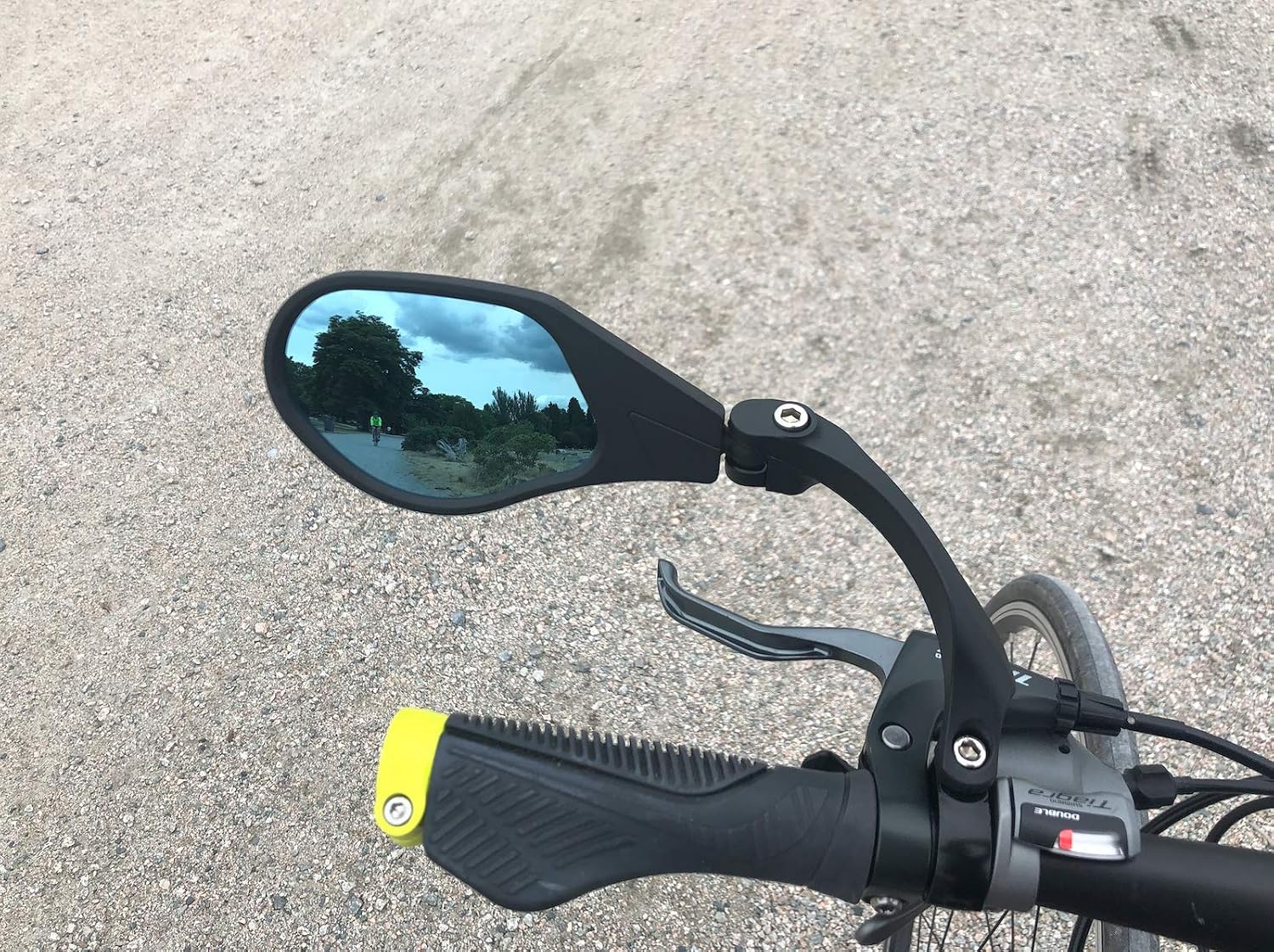 Hafny New Handlebar Bike Mirror, HD,Blast-Resistant, Glass Lens, Reflector (HF-M903LS-FR05 (Bar End Fitting Left Side, Silver Glass))