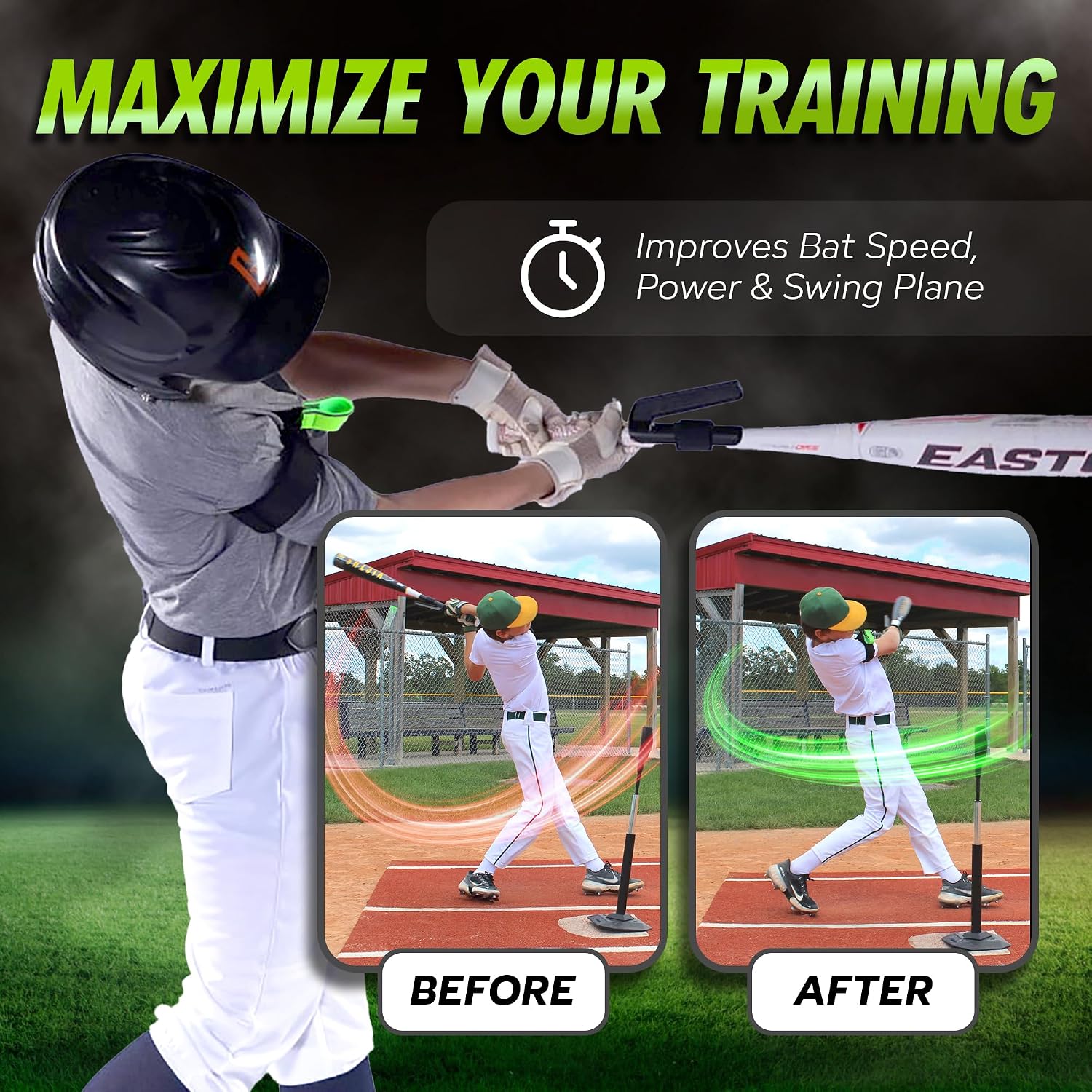 Baseball/Softball Hitting Trainer – Swing Trainer Aid for Batting & Hitting Practice – Baseball Training Equipment to Improve Bat Speed