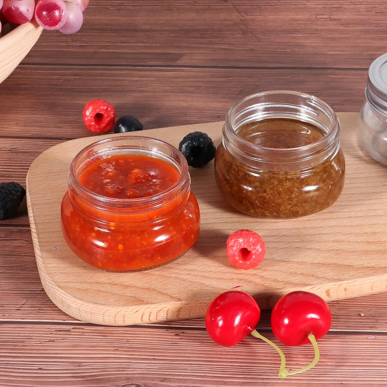 Betrome 24 Pack 4 oz Glass Mason Jars, Canning Jars with Regular Lids | 120ml Glass Storage Containers for Overnight Oats, Jam, Jelly,Honey, Beans, Spice, Wedding Party Favors, Shower Favors