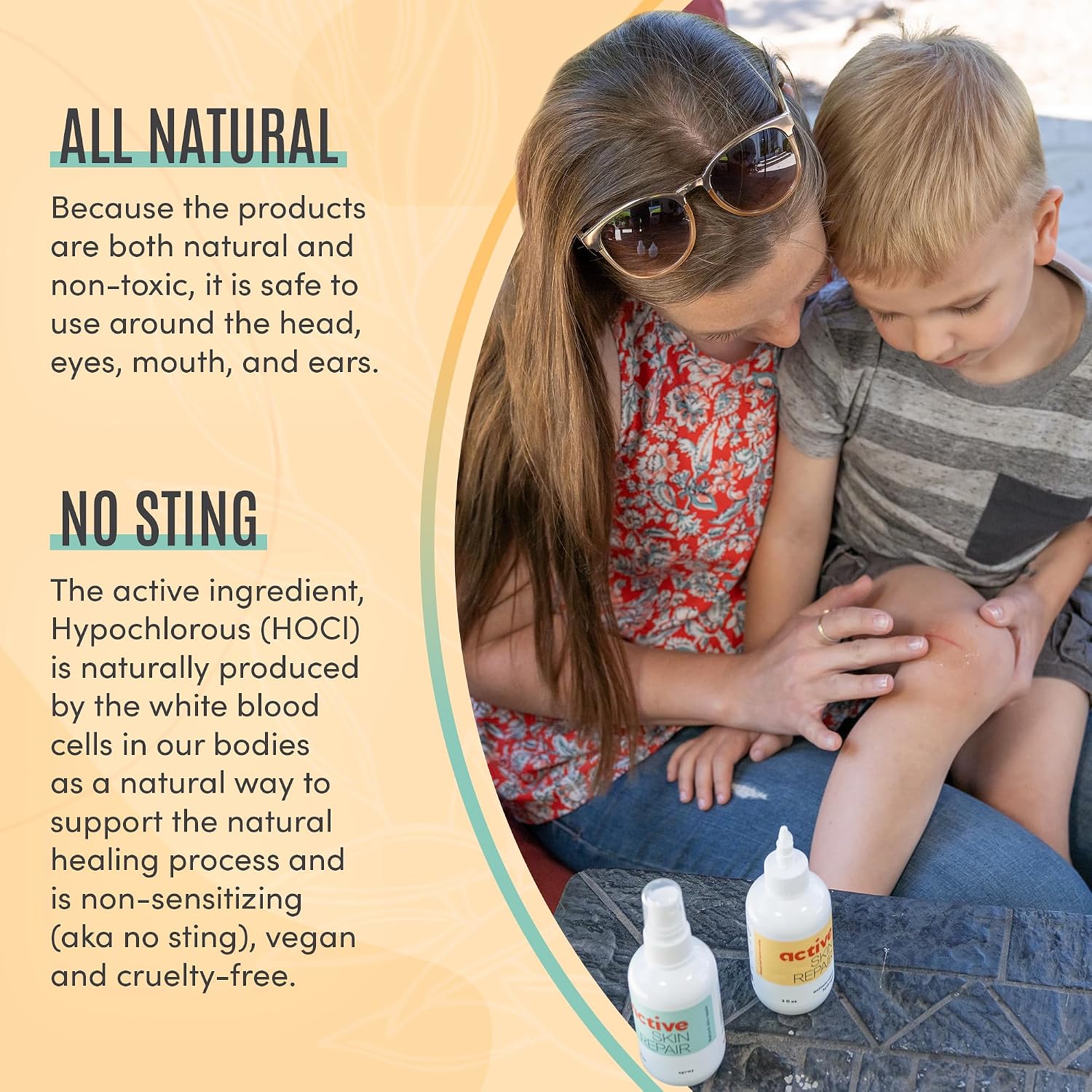 Active Skin Repair First Aid Spray with Medical Grade Hypochlorous, 3 oz | Natural and non-toxic, hypochlorous acid, no-sting formula, minor cuts, wounds, scrapes, rashes, sunburns, travel size