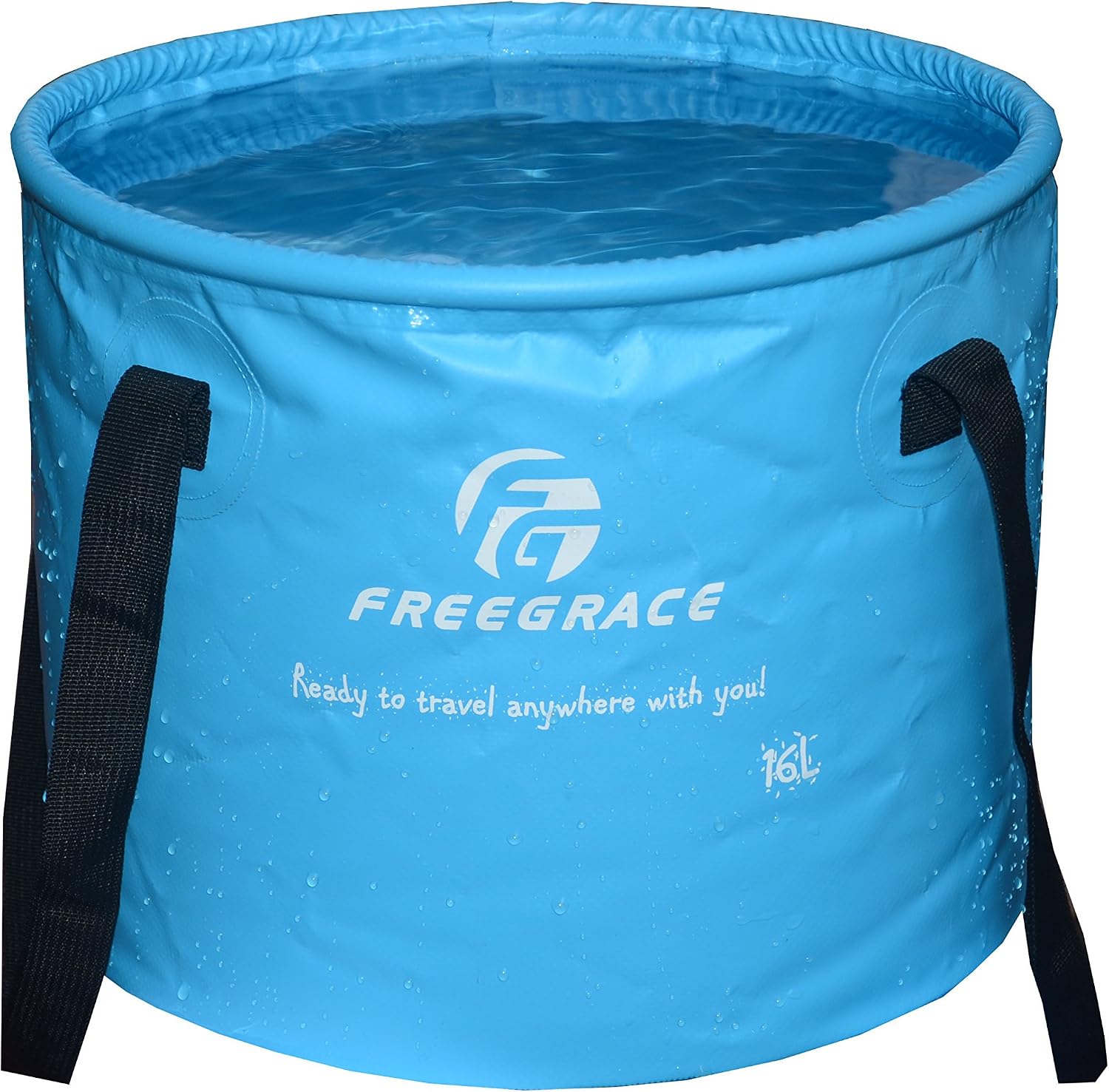 Freegrace Collapsible Bucket with Mesh Tool Pocket - 10L, 16L & 23L Portable Folding Water Container - Heavy Duty 500D Tarpaulin, BPA-Free Wash Basin for Camping, Fishing, RV, and Car Washing