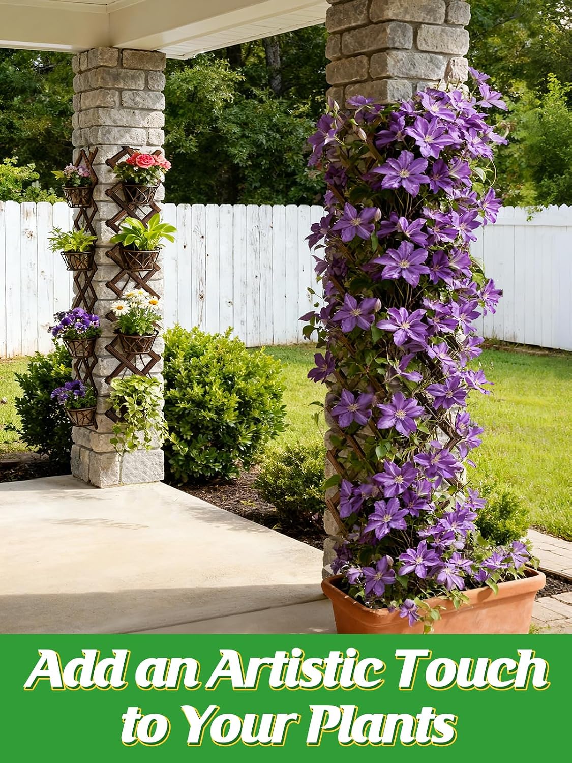 2Pcs 13x78 Expandable Wood Wall Trellis for Climbing Plants Outdoor/Indoor