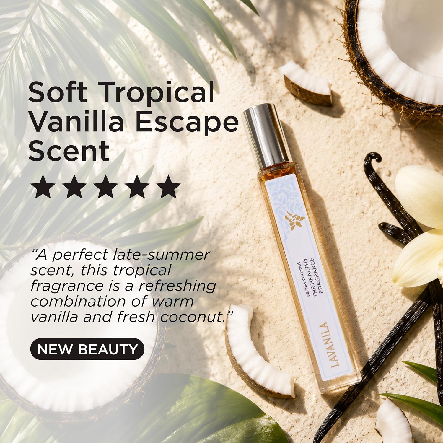 Lavanila Vanilla Coconut Perfume, Travel Size Roller 0.32 Oz | Clean Vanilla Perfume for Women, Long Lasting Eau de Parfum with Madagascar Vanilla – Natural Fragrance, Women’s Fragrances