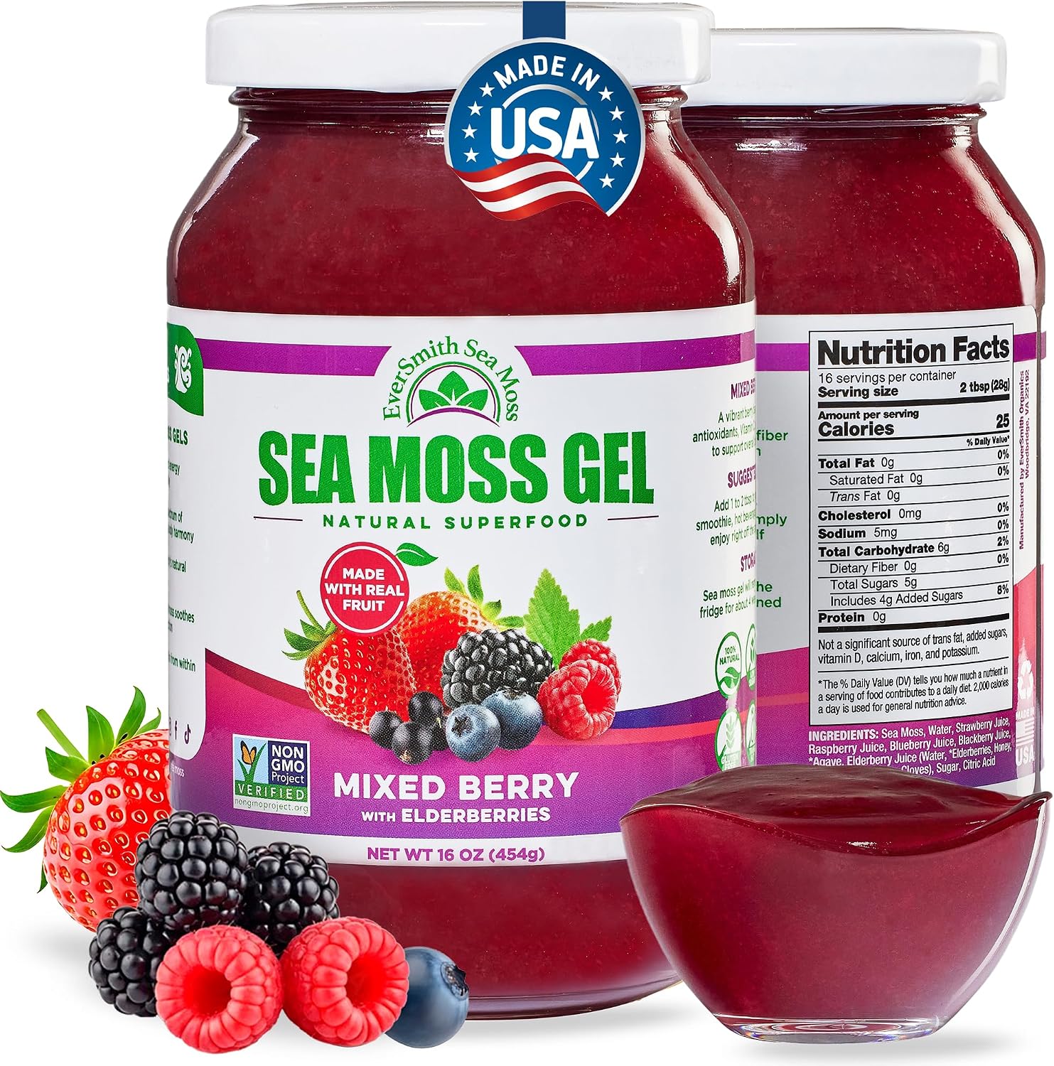 EverSmith Organics Wildcrafted Irish Sea Moss Gel, Mango Pineapple, 1 Jar