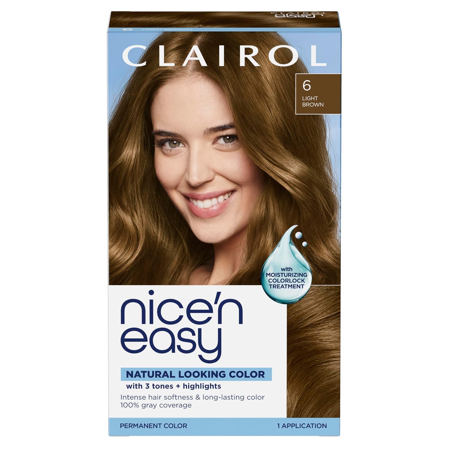 Clairol Nice'n Easy Permanent Hair Dye, 6A Light Ash Brown | Pack of 3