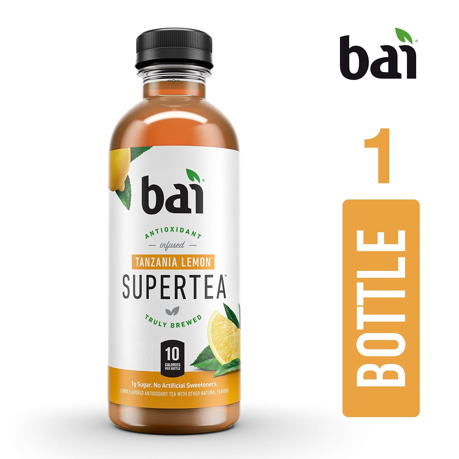 Bai Iced Tea, Narino Peach, Antioxidant Infused Supertea, Crafted with Real Tea (Black Tea, White Tea), 18 Fluid Ounce Bottles, 12 count