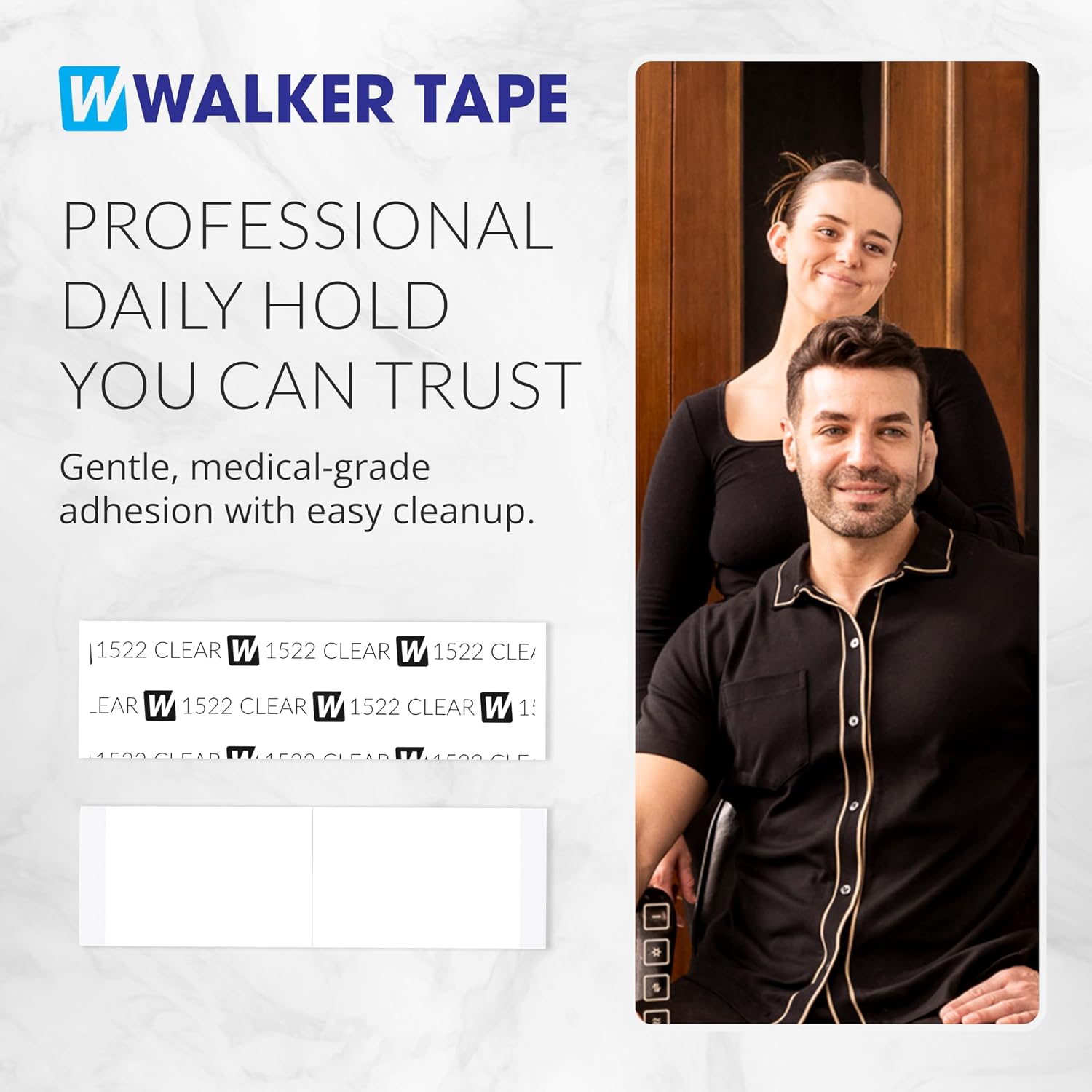 Walker Tape 1522 Clear Roll 3/4 x 36 Yards for Wig Installs, Lace Systems, Toupee Applications, Hair Tape Prep and Adhesive Strips Use Offering Hypoallergenic Comfort, Daily Wear Hold and Low Residue