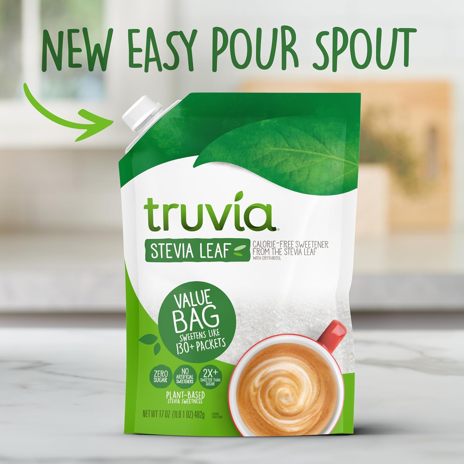 Truvia, Sweetener Natural Calorie Free, 9.8 Ounce | Spoonable jar; 3/4 tsp = 2 tsp sugar; stevia leaf, erythritol; non-GMO, gluten-free, kosher; diabetic & keto