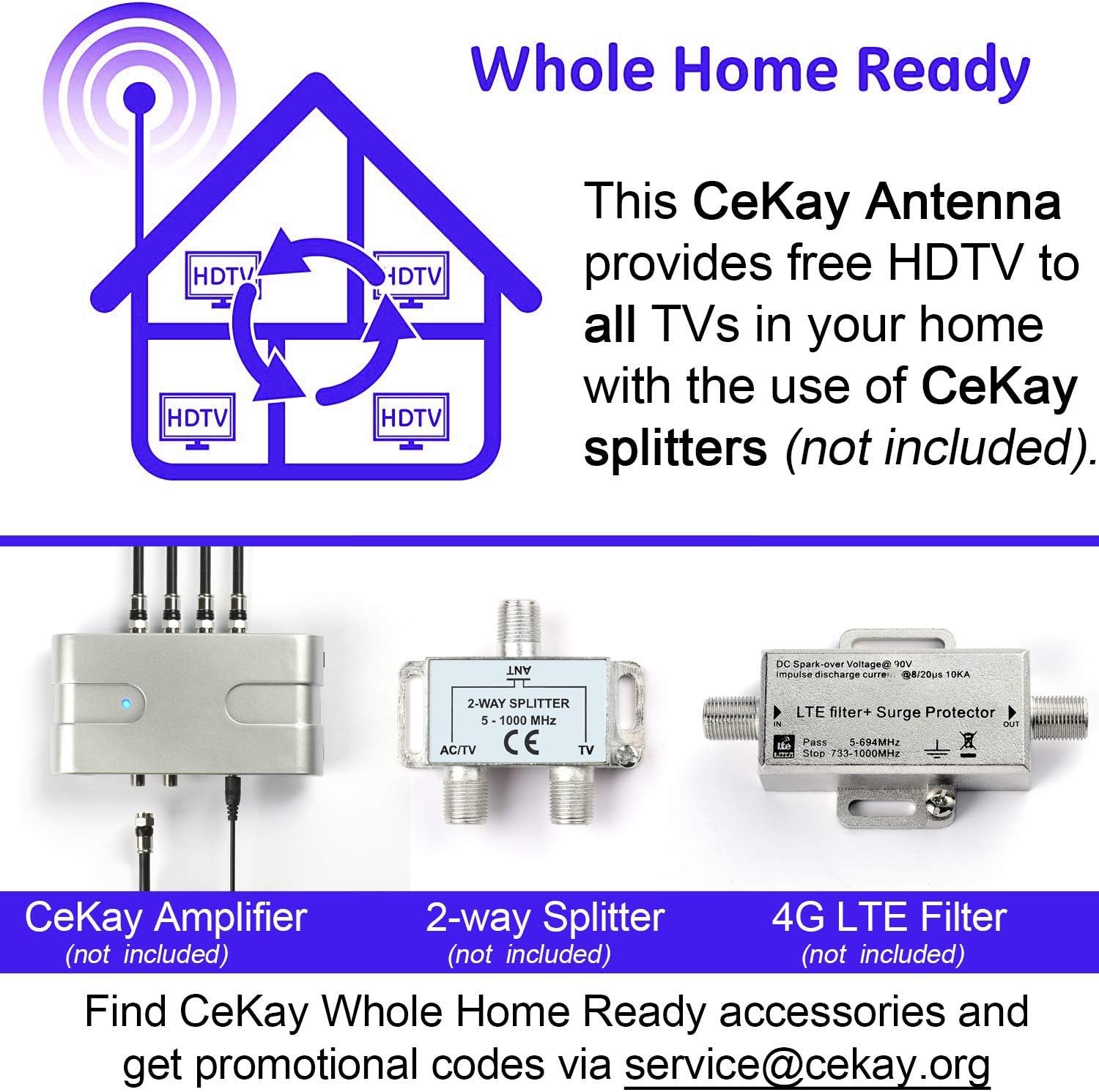 CEKAY Outdoor Yagi TV Antenna, 40 ft Cable & J-Pole, All-Metal